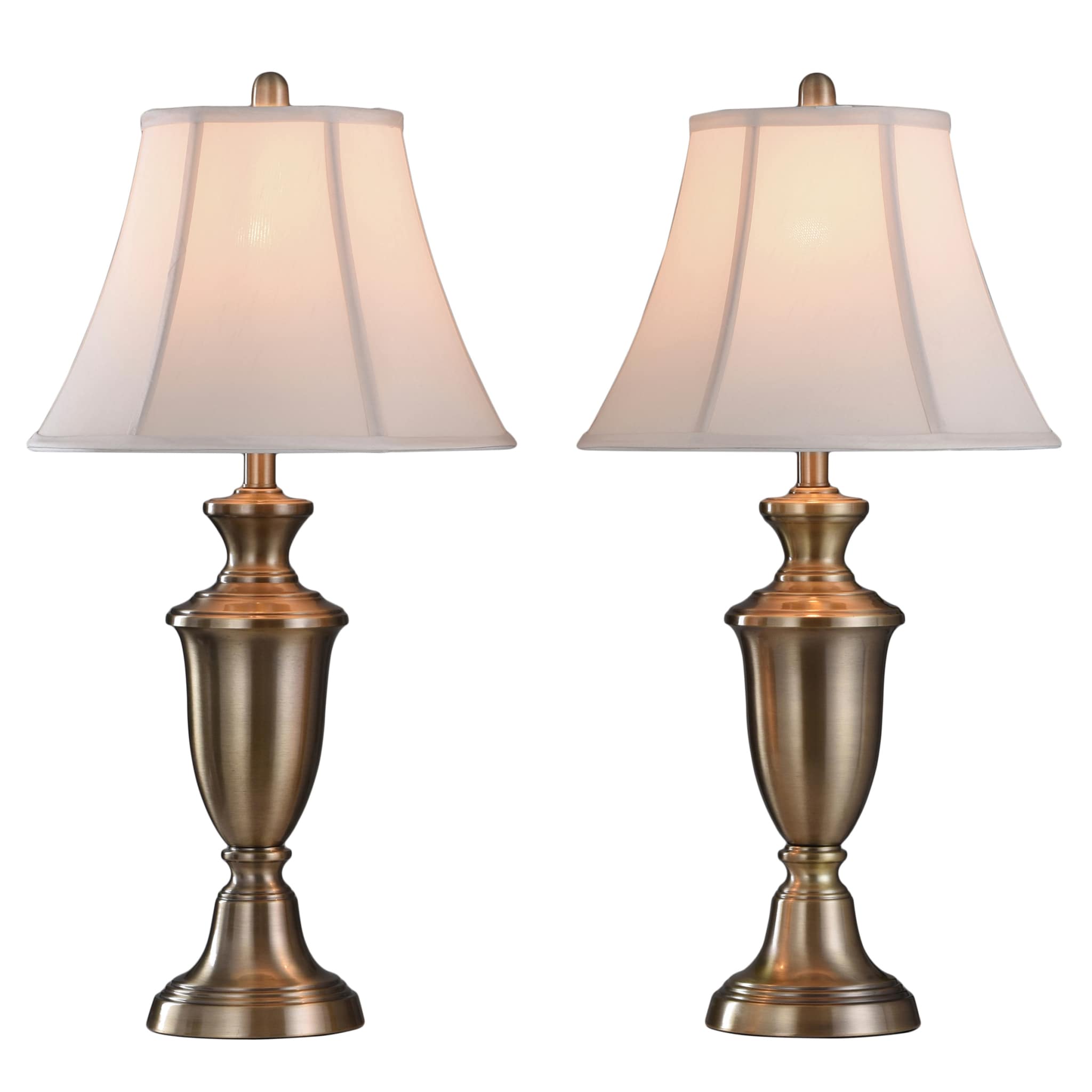 StyleCraft Home Collection 30.5-in Antique Brass 3-Way Table Lamp with  Fabric Shade (Set of 2) in the Table Lamps department at Lowes.com