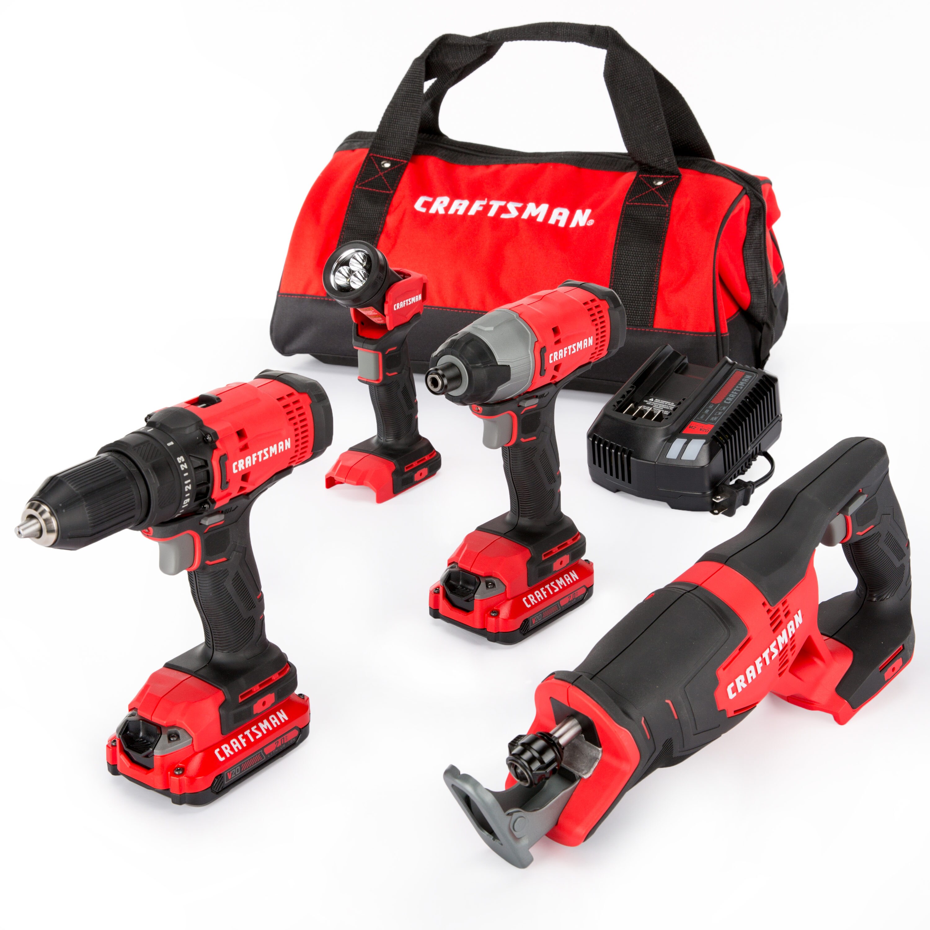 CRAFTSMAN V20 4Tool 20Volt Max Power Tool Combo Kit with Soft Case (2