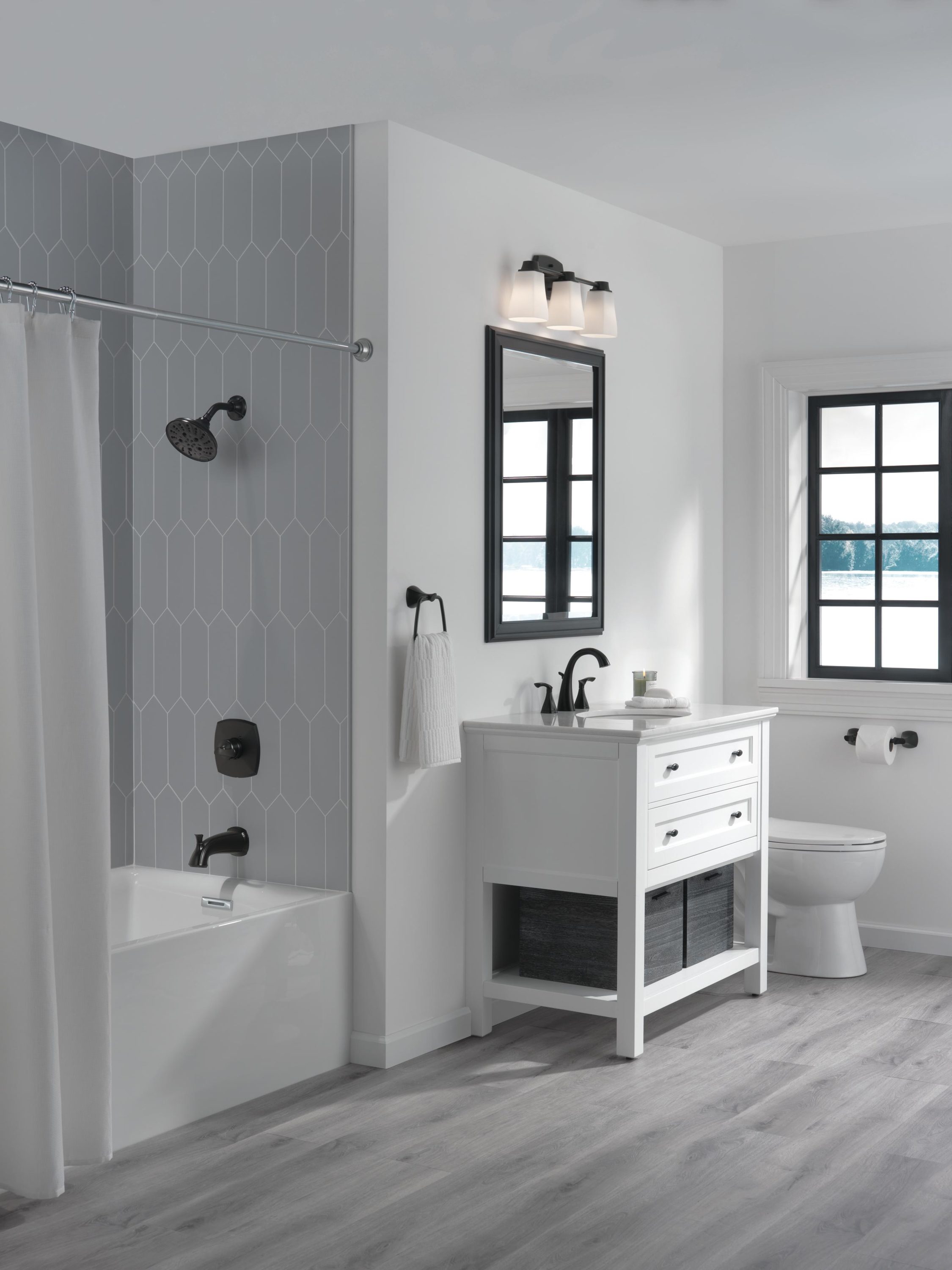 Delta Sandover Matte Black 2-handle Widespread WaterSense High-arc Bathroom Sink Faucet with Drain