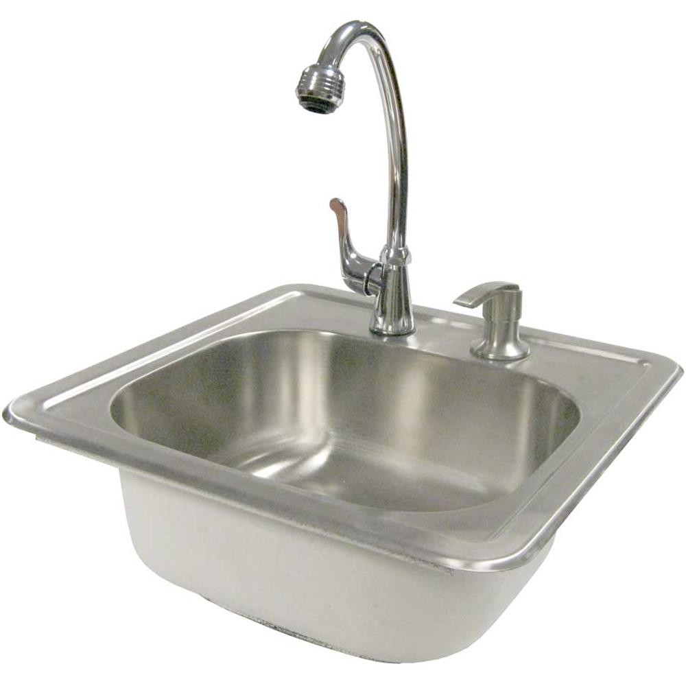 BBQ Island 15 x 24 Insulated Sink With Faucet and Condiment Tray 