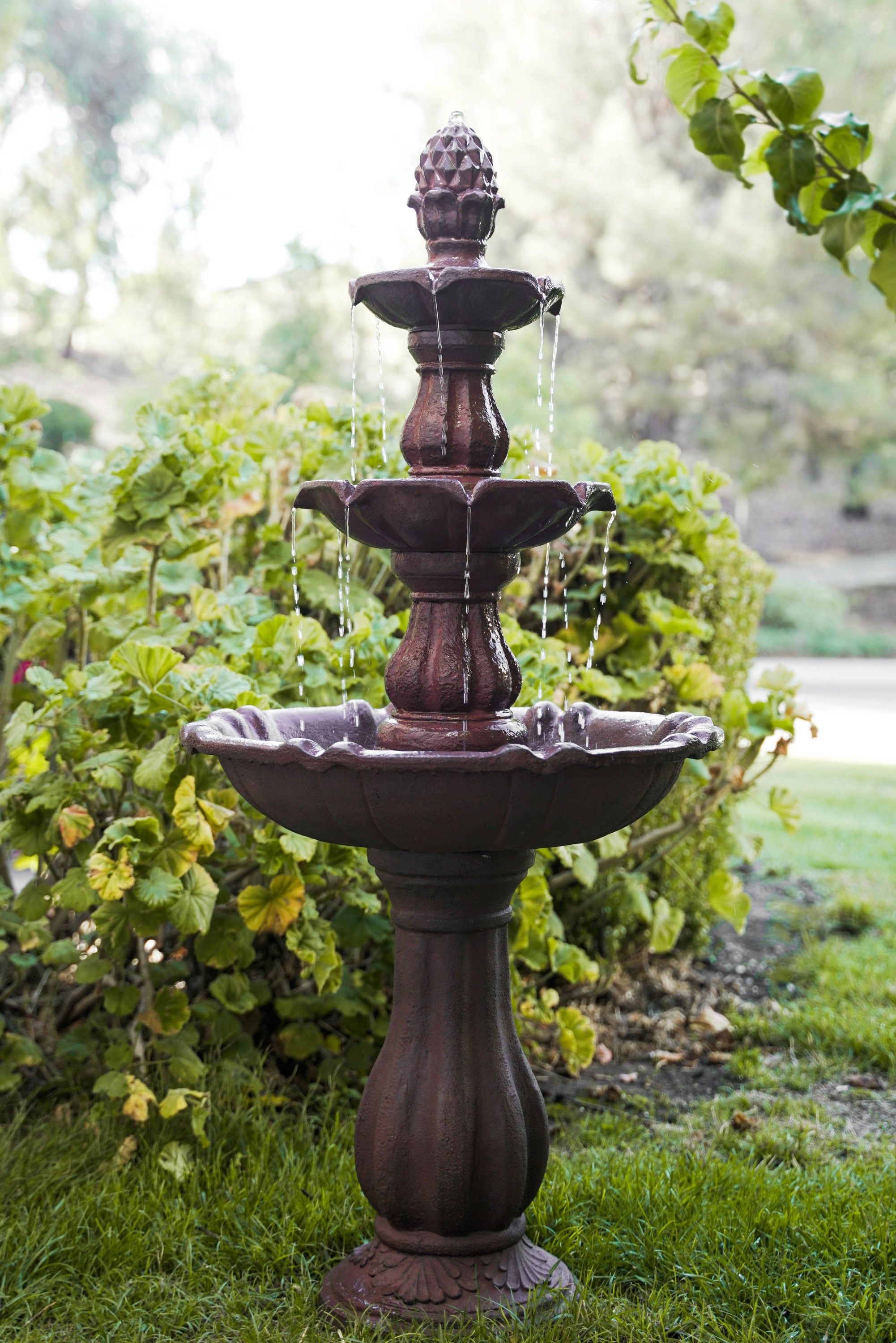3 Tier Outdoor Garden Yard Bird Decor Pedestal Water Fountain with Pump Green US 