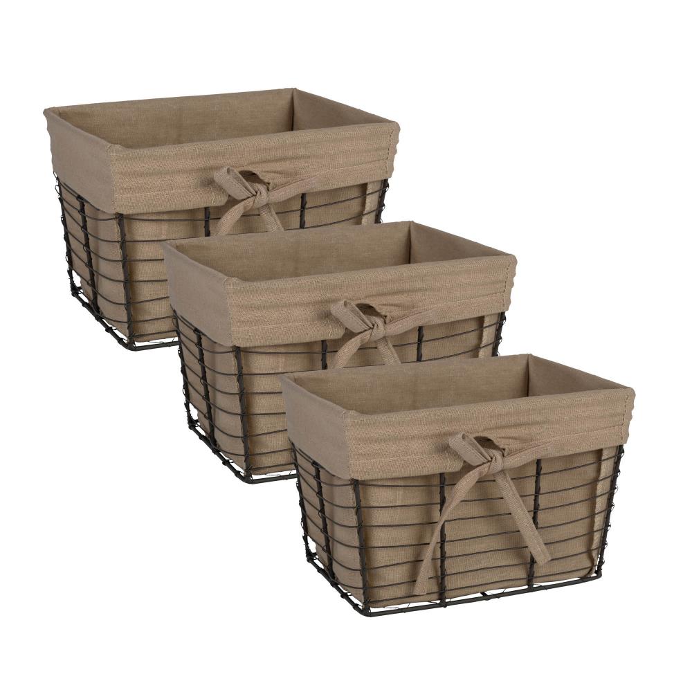 DII 3-Pack 7.09-in W x 9.06-in H x 9.84-in D Taupe Iron Basket