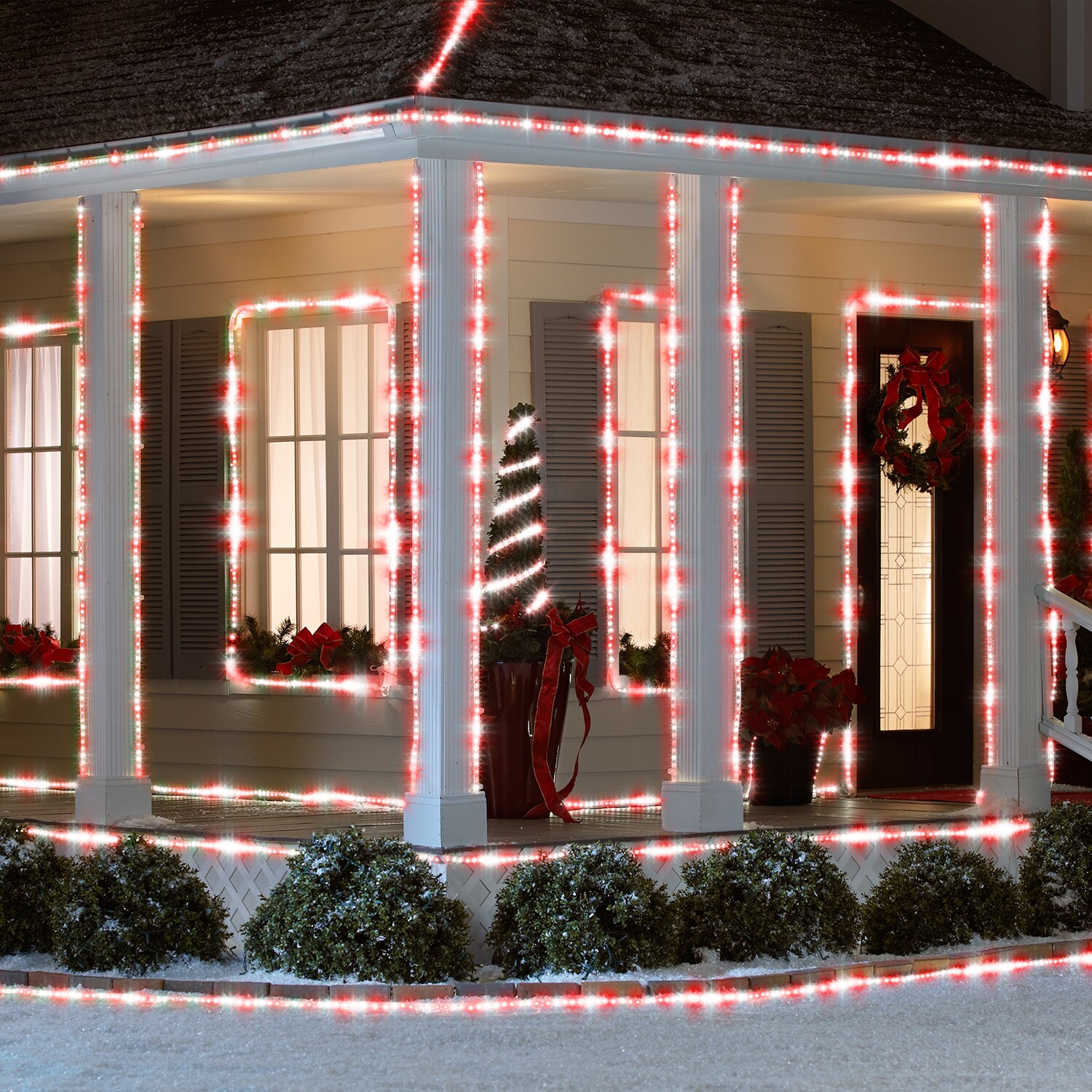 Gemmy Lightshow 96 Light 10 Ft Redwhite Integrated Led Christmas Rope Lights In The Christmas 