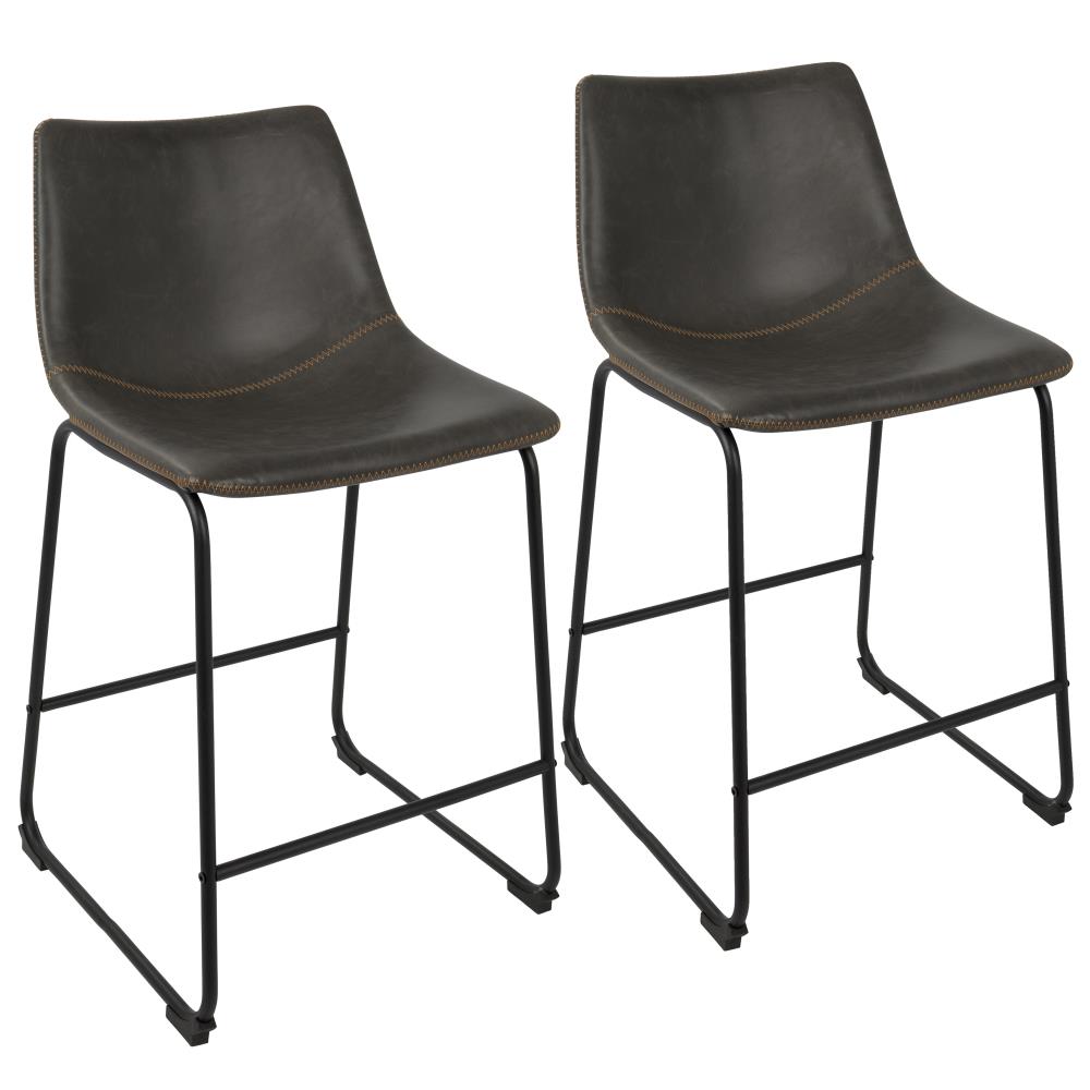 black faux leather counter stools set of 2