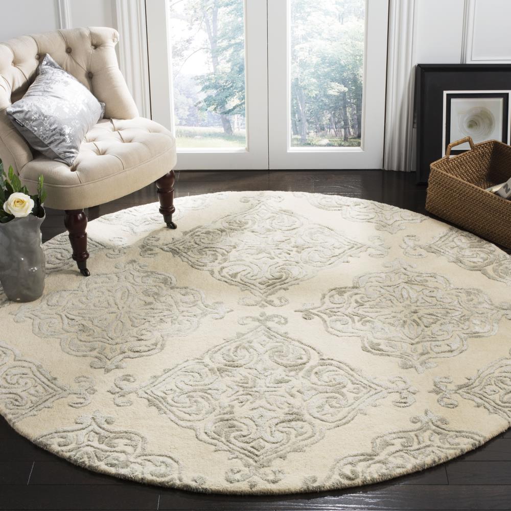 Ivory 9' x 12' Safavieh Glamour Collection GLM515A Handmade Premium Wool & Viscose Area Rug Silver