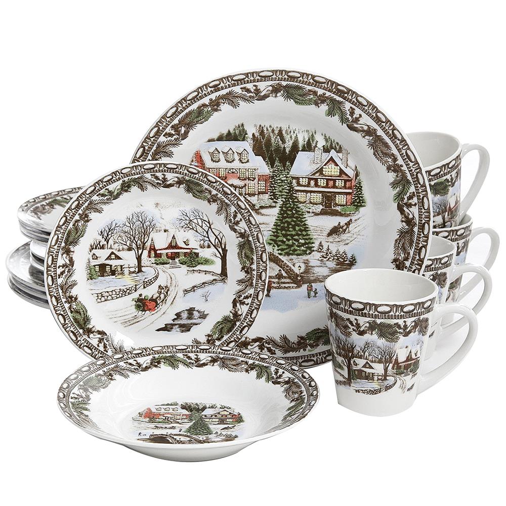 Gibson Everyday China Holiday Christmas Charm 9" Serving Bowl Festive Party 