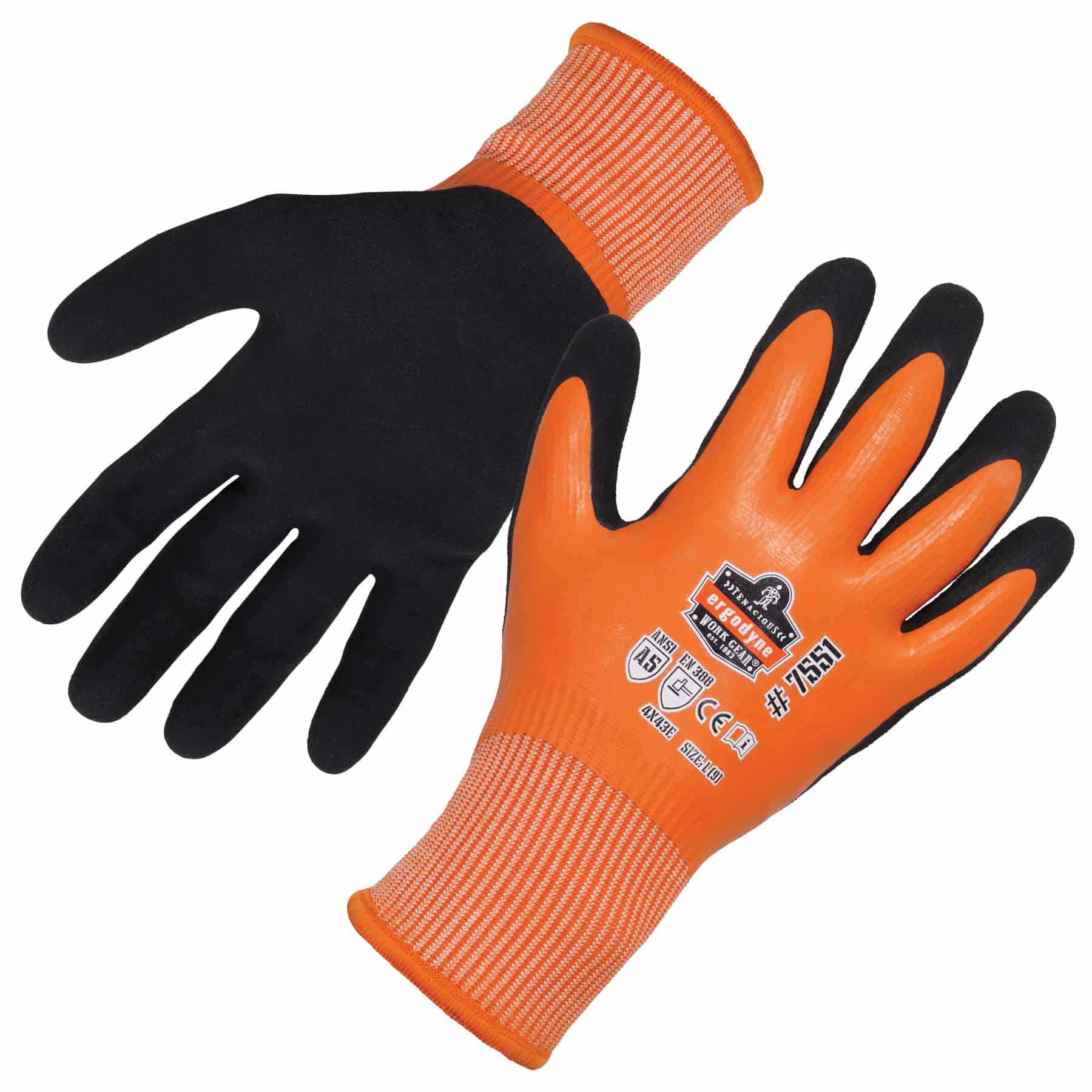 Latex Free Large 10 Pair Orange Heavy Duty Vinyl Work Gloves 12” length 
