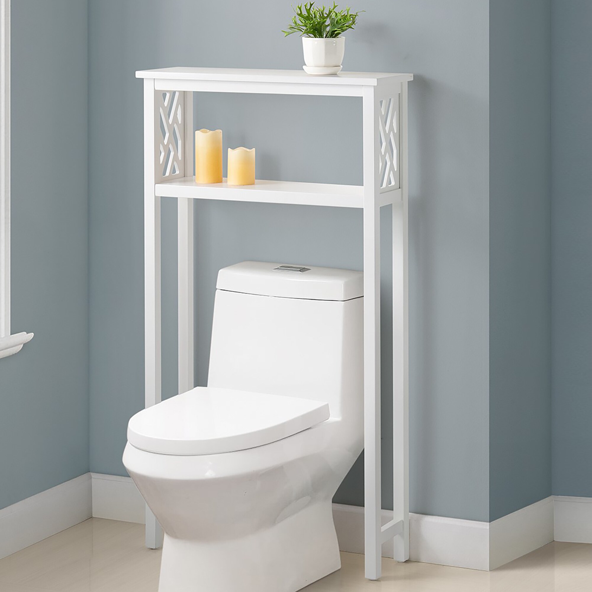 Alaterre Furniture Coventry 27inW x 48inH Bathroom Over Toilet Open Storage Shelf