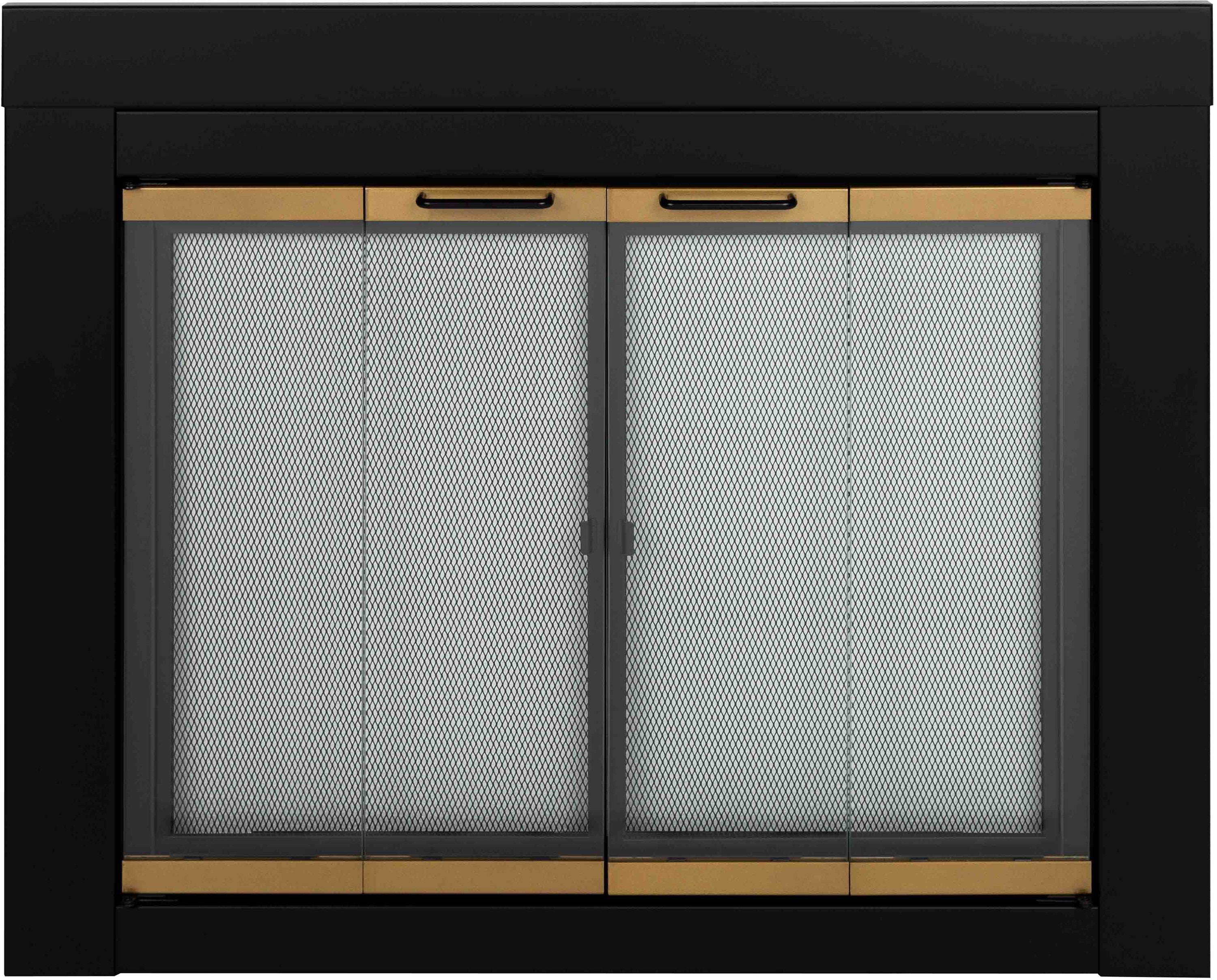 Fireplace Doors Large Glass Bi-Fold Surface Mount Design with Easy-Grip Handles 