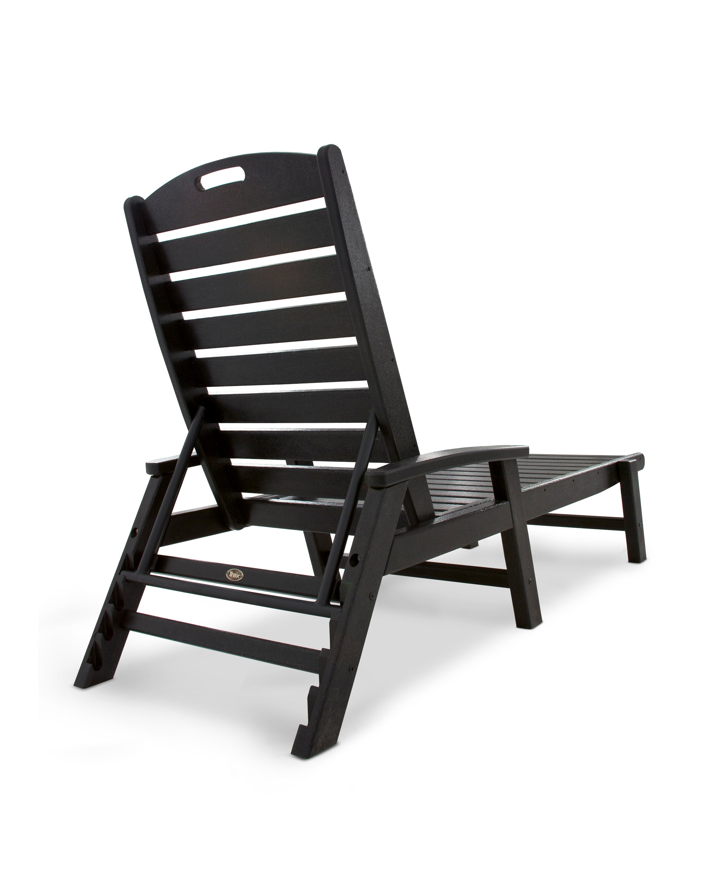 Trex Outdoor Furniture Yacht Club Black Plastic Frame Stationary Chaise Lounge Chairs With 