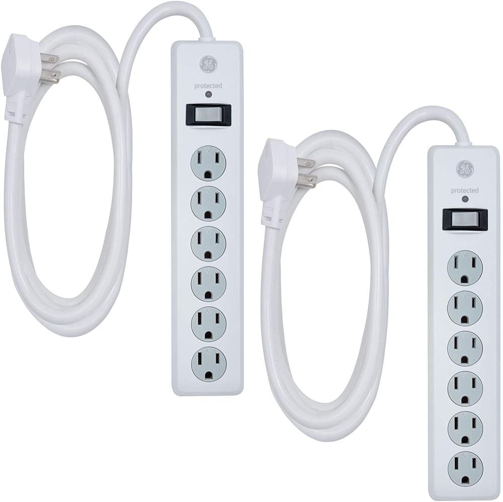 GE 14092 6-Outlet General Purpose Surge Protector 800 Joules 10ft Cord White