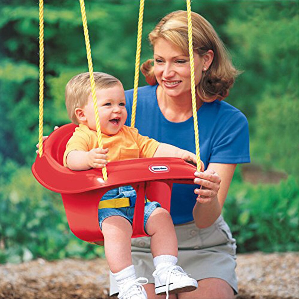 Hanging Toddler Swing Seat For Kids Infants High Back Full Bucket Heavy Duty Red 