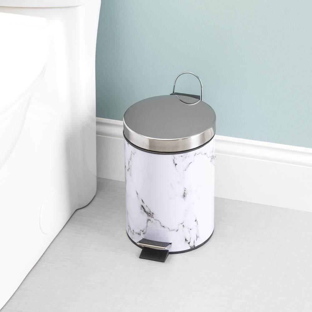 Details about   Resin Marble Bathroom Trash Can Faux Marble Waste Basket Sleek Silhouette White 