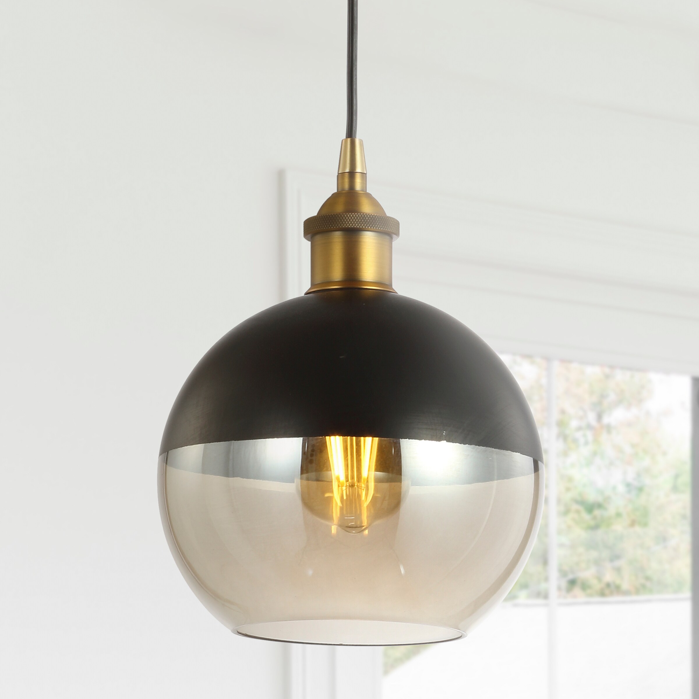 Black/Rose Glass Ball Shade Gold Ceiling Lamp Pendant Lights Lighting Fixtures 