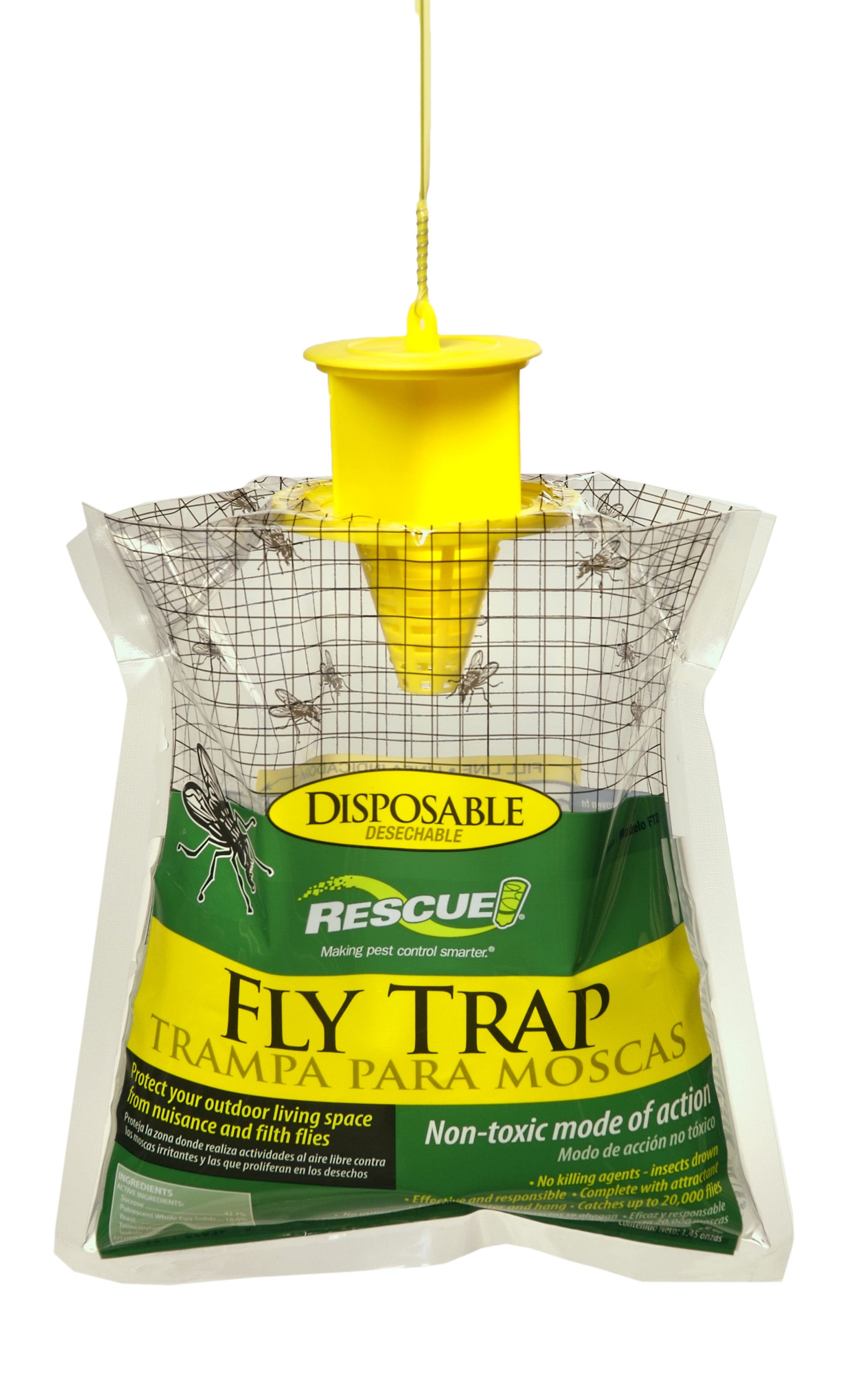 Packs Rescue Disposable Fly Trap Non-Toxic No Touch Bait Useful 