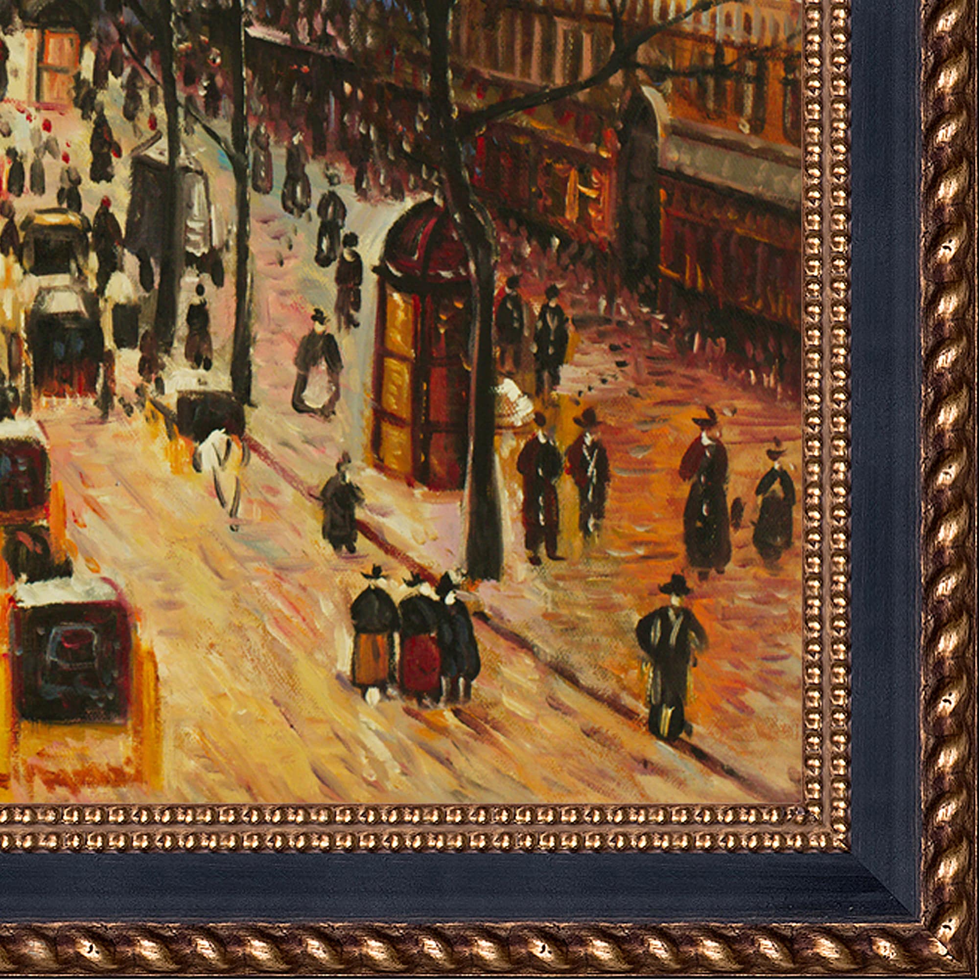 La Pastiche Boulevard Montmartre 28.75 x 24.75 Multi-Color Spring with Verona Black and Gold Braid Framed Oil Painting 