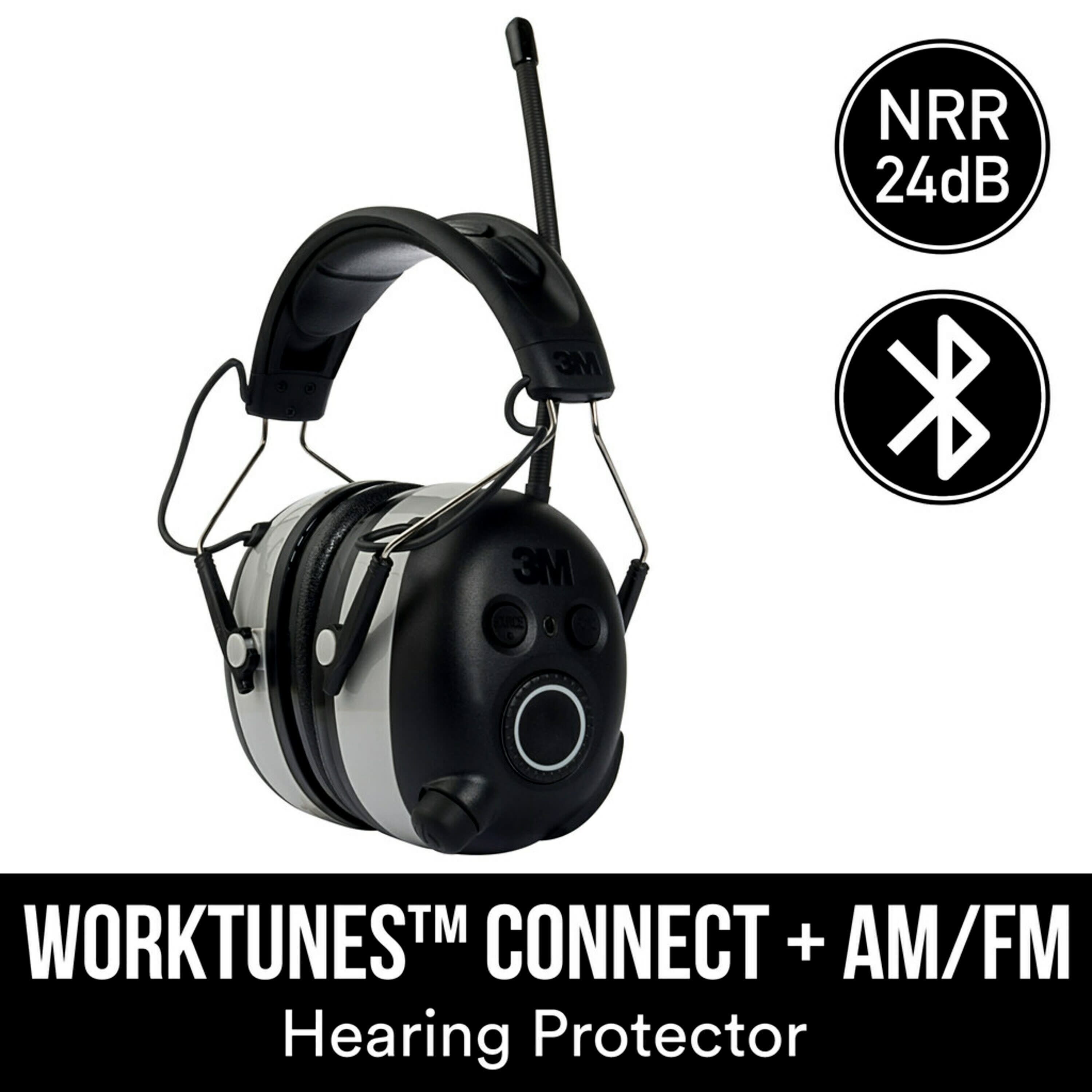 Lightweight 3M Work Tunes Hearing Protector MP3 Compatible with AM/FM Tuner New 