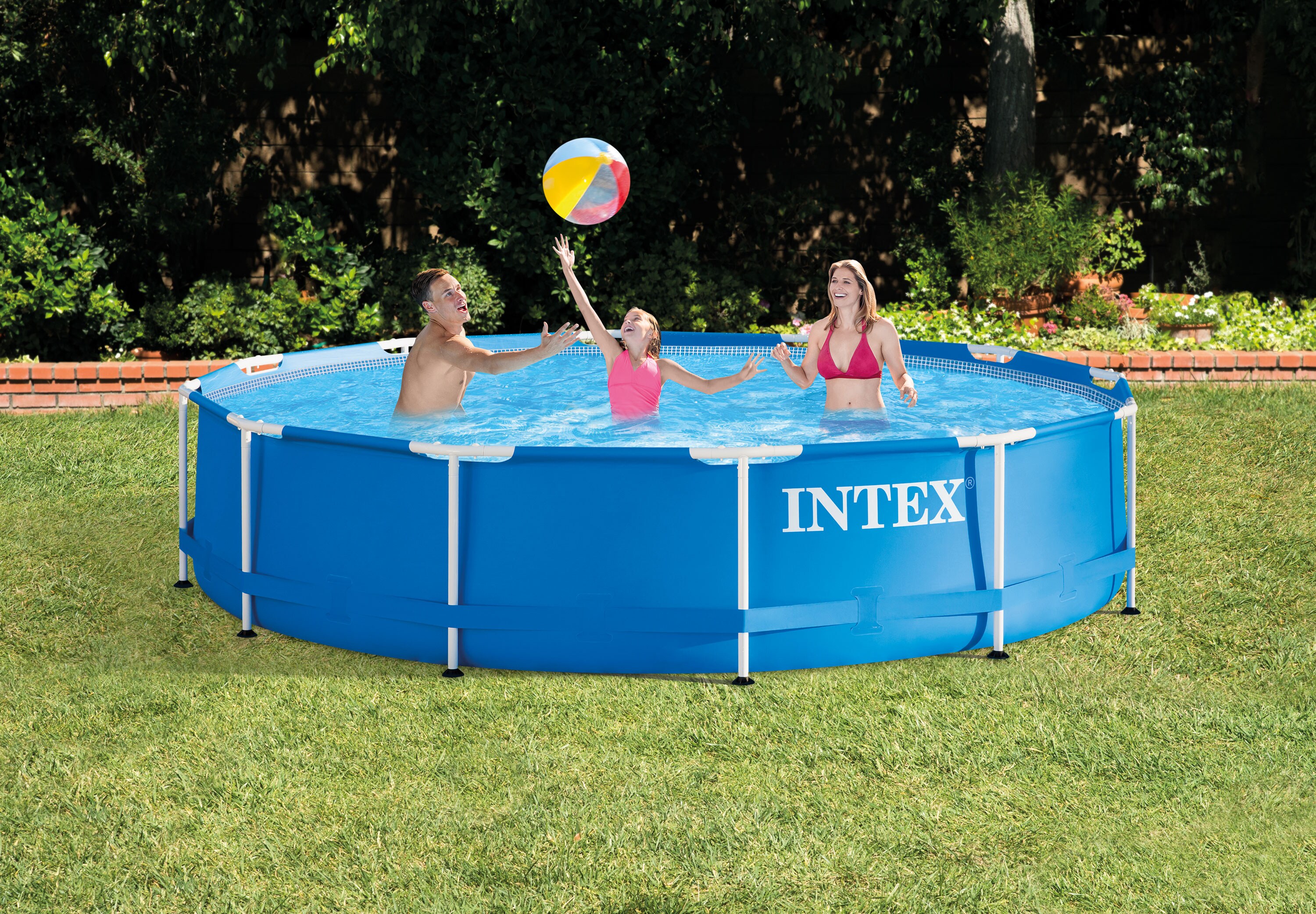Intex 12' x 30" Metal Frame Set Above Ground Swimming Pool with Filter & Cover 