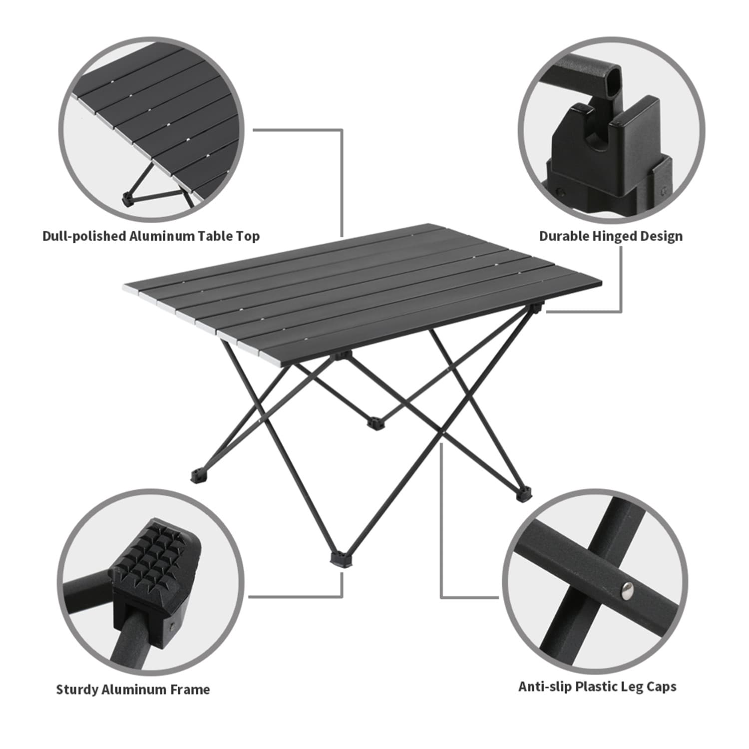 2FT x 1.5FT Outdoor Portable Aluminum Camping Picnic Table Folding Dining BBQ 