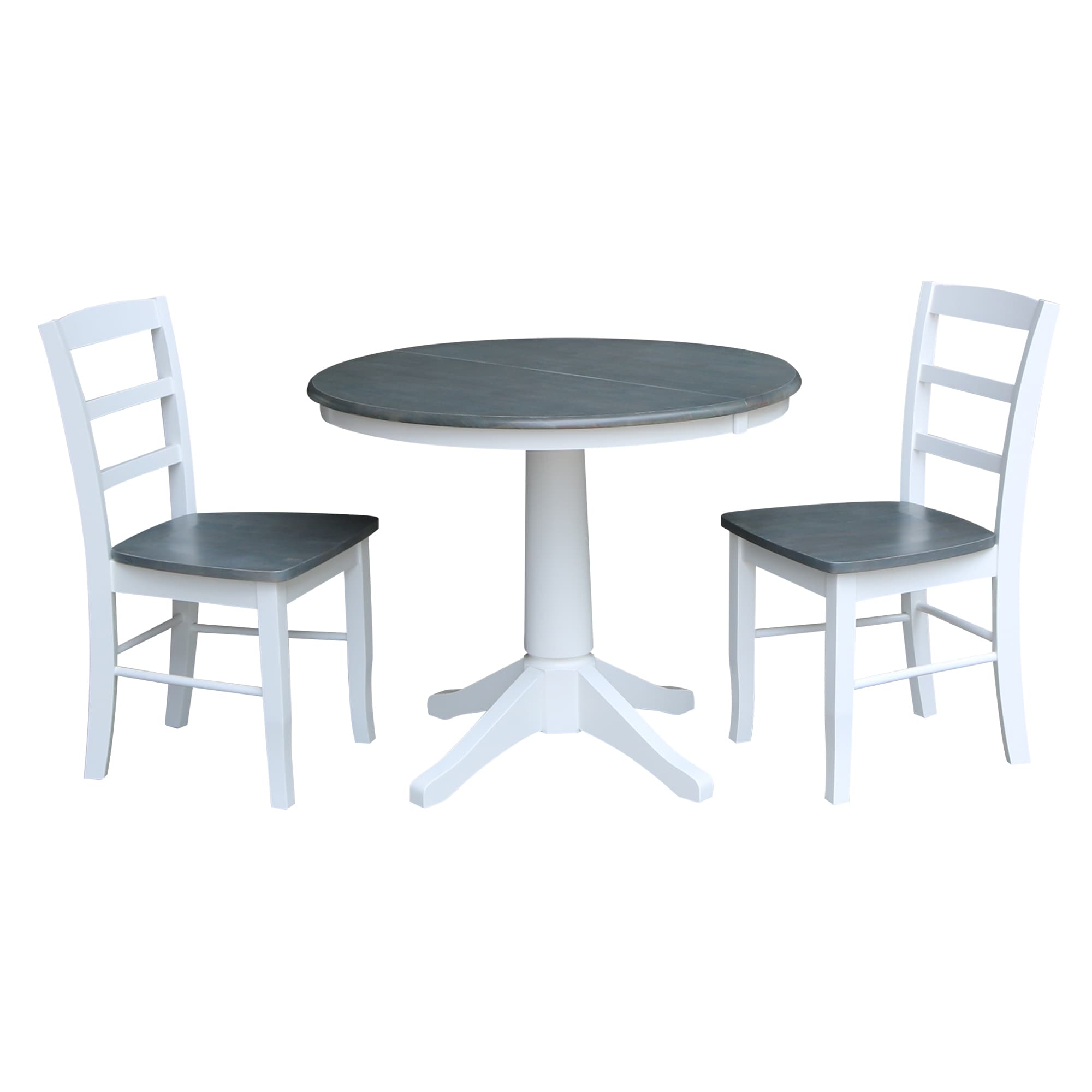 white round dining table and 2 chairs