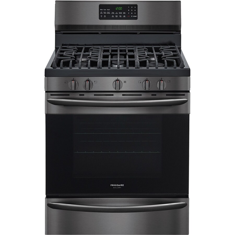 Frigidaire Gallery 30 In 5 Burners 5 Cu Ft Self Cleaning Convection Oven Freestanding Gas Range Black Stainless Steel In The Single Oven Gas Ranges Department At Lowes Com