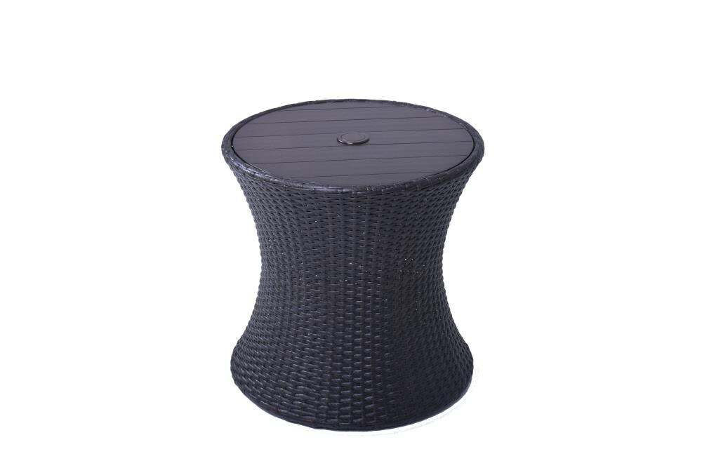 20 W x 19.88 H allen roth Round Steel Brown Wicker End Table with Umbrella Hole 