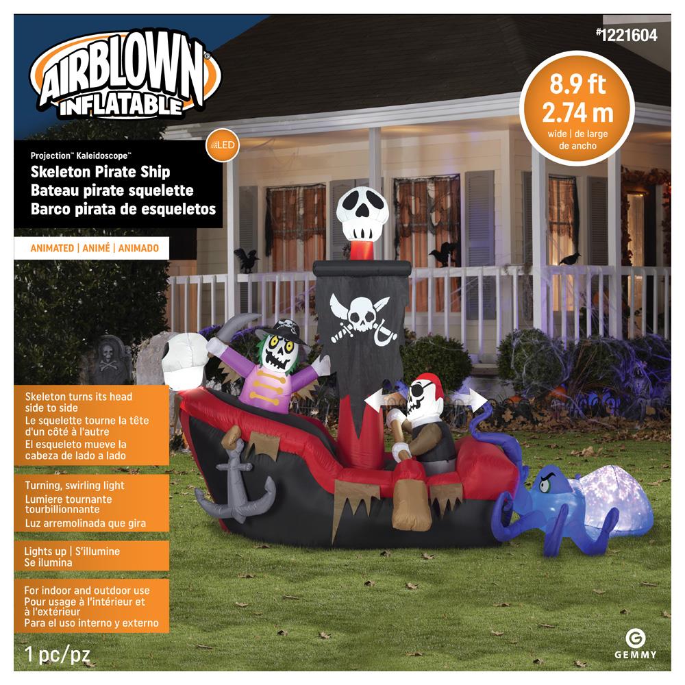 Gemmy Halloween Inflatable 4 Scurvy Pirate Bulldog Airblown