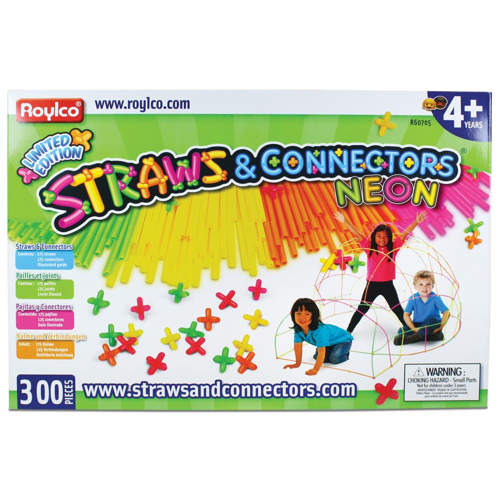 Assorted Colors for sale online Pack of 230 8 inches Roylco Straws and Connectors Building Kit 