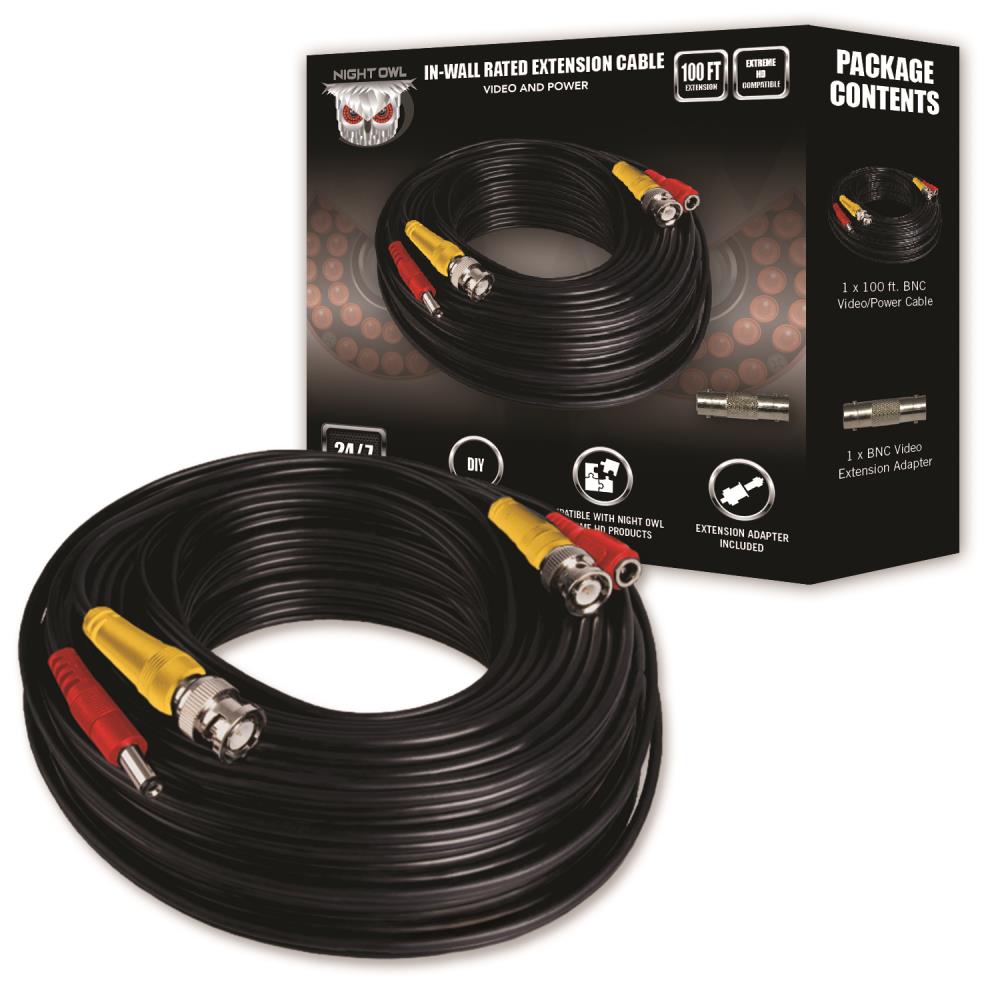 100 Feet Video and Power Cable for CCTV Security Cameras for Night Owl Cameras 