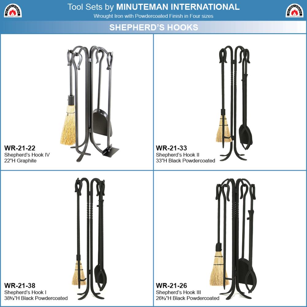 Graphite Minuteman International Shepherds Hook Single Tool Fireplace Tongs 