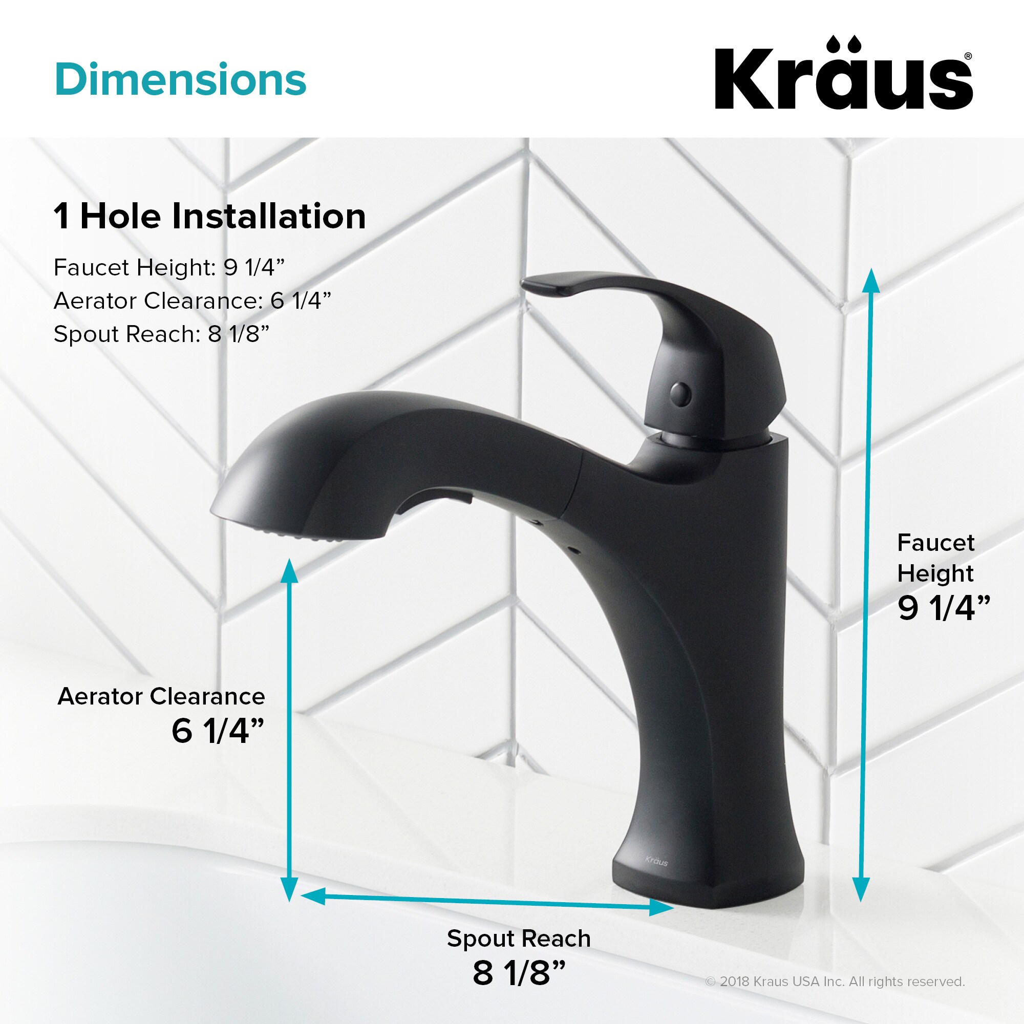 Kraus Oren Matte Black Single Handle Pull-out Kitchen Faucet with Sprayer Function