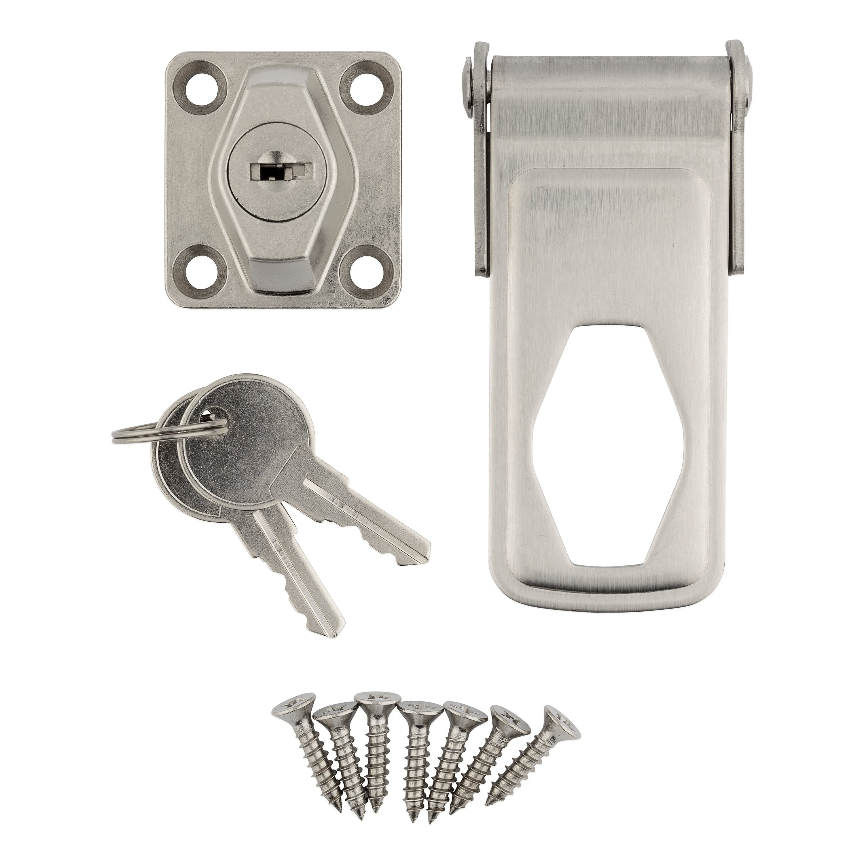 Gatehouse 4-1/2in Chrome Keyed Safety Swivel Hasp Zinc Plated Lock Guard 
