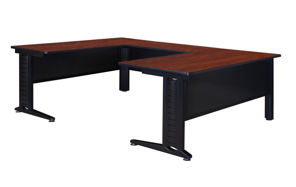 red and black l shaped desk