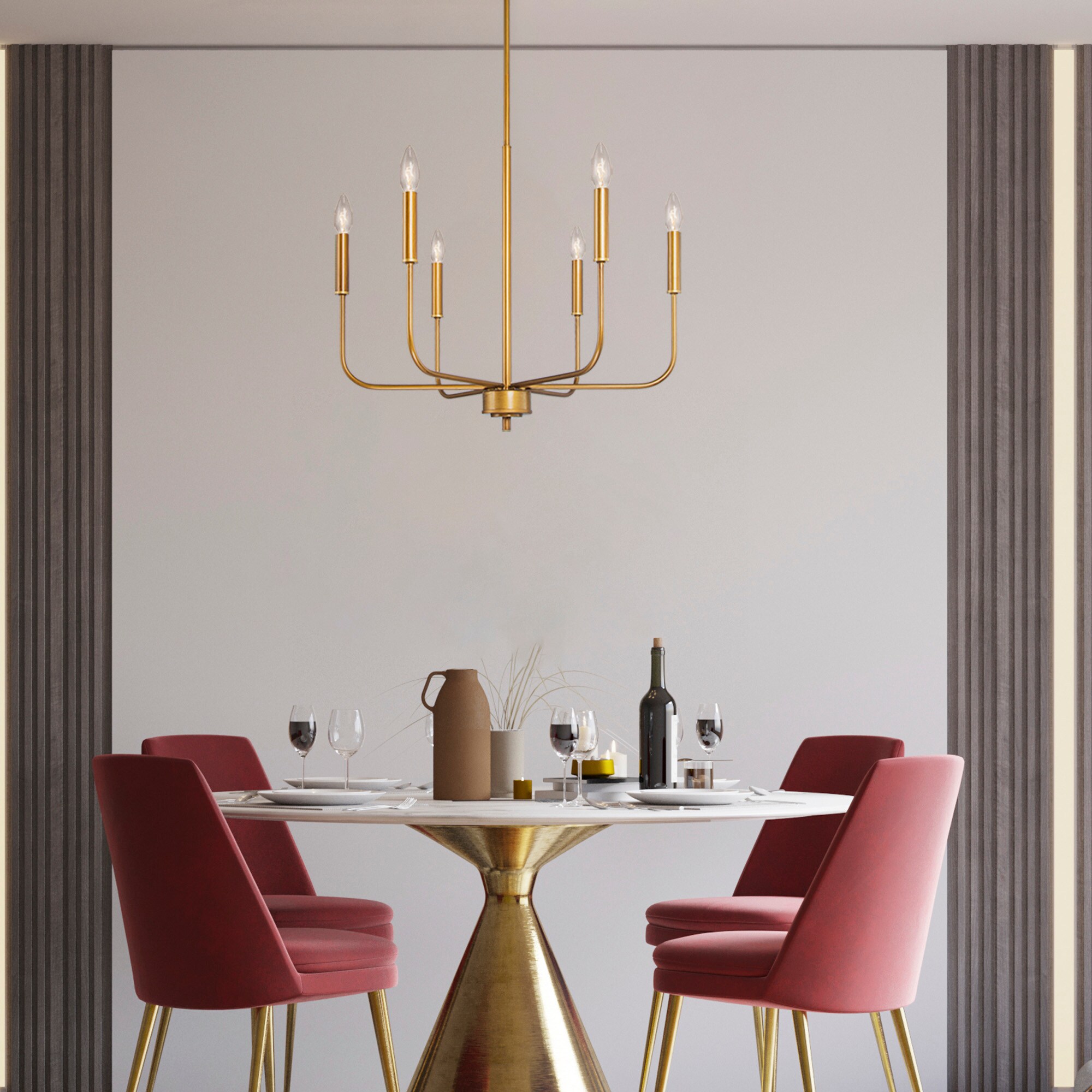 Uolfin 6-Light Distressed Gold Modern/Contemporary Chandelier