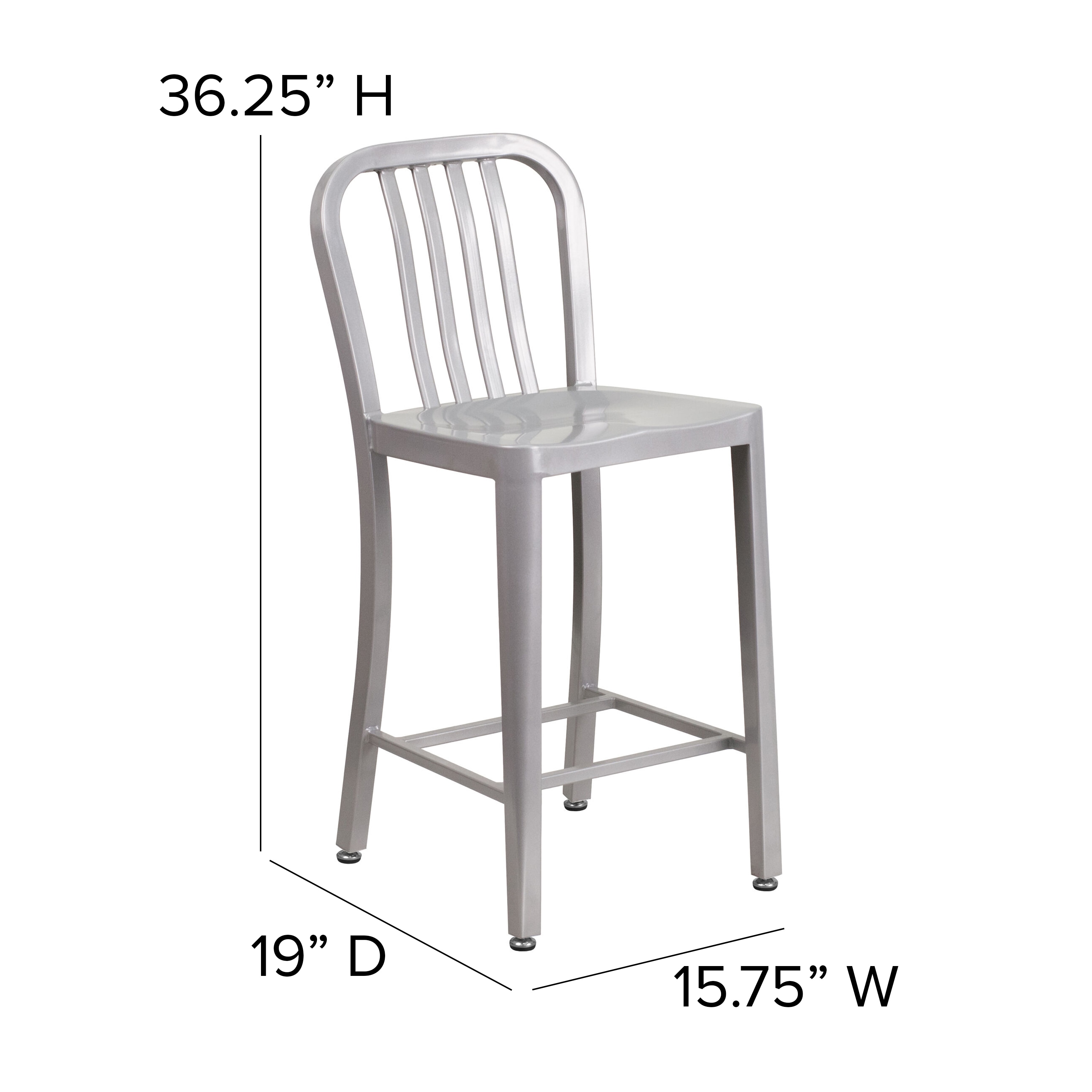24inh Silver Ch3132024gbsil for sale online Flash Furniture High Back Metal Counter Stool 