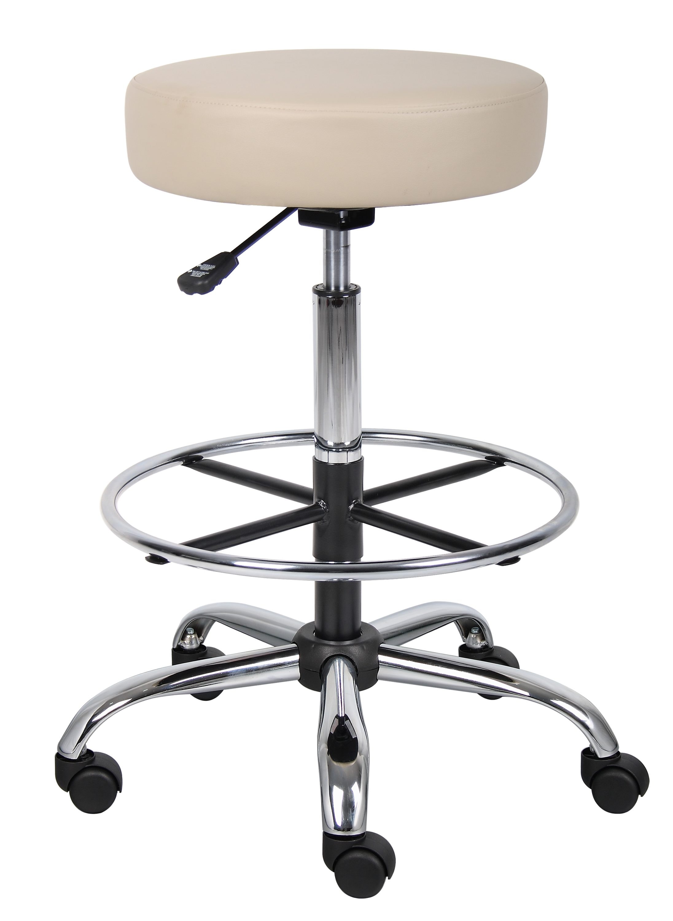 Rolling stool Bar stool Drafting Stool With Wheel Height Adjustable Swivel Beige 