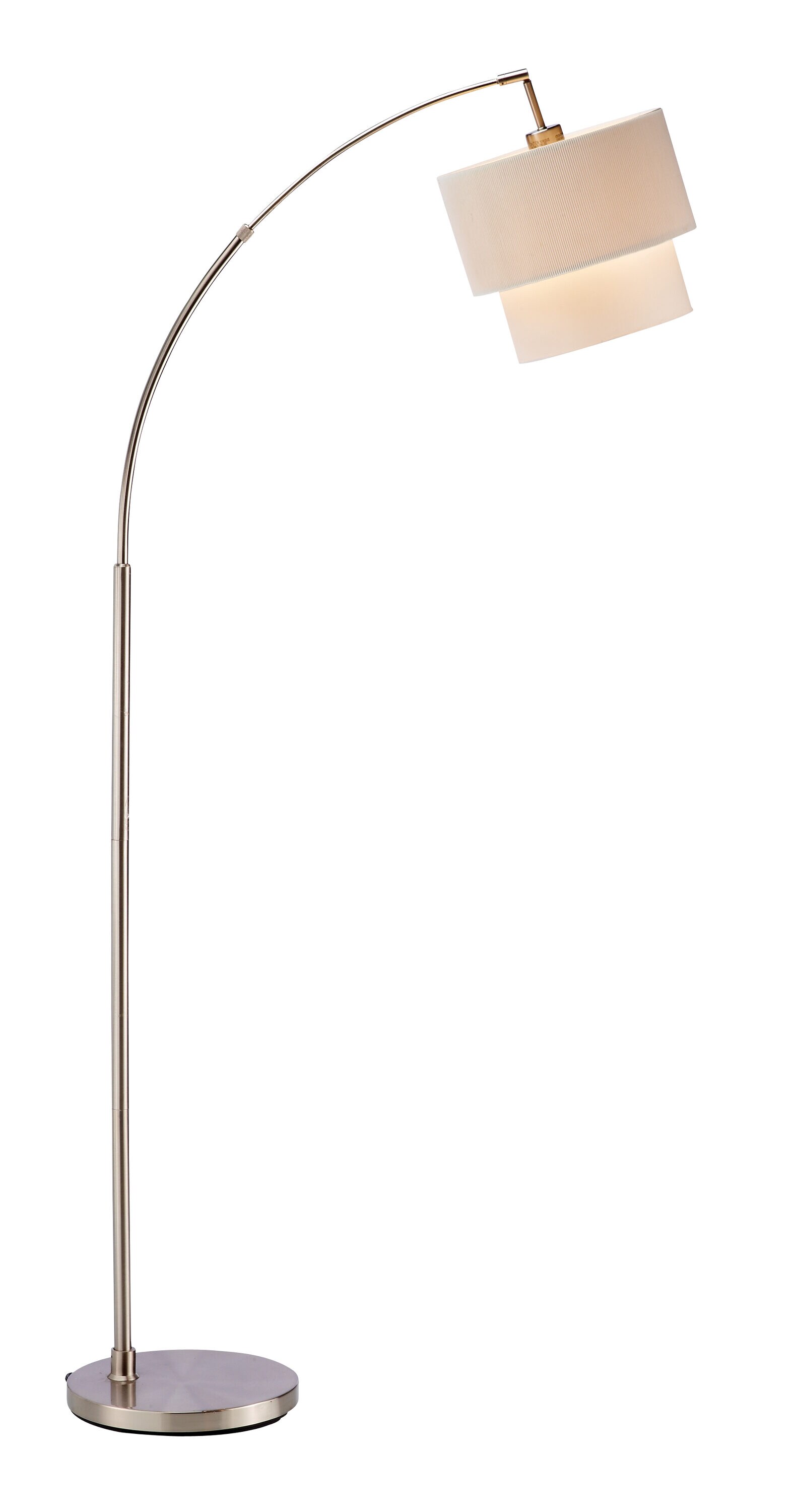 brushed steel arc floor lamp