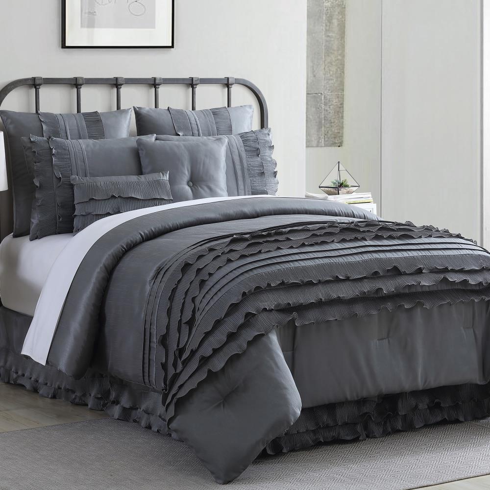 Details about   Amrapur Overseas Antonella 8-Piece Pleated Beige Comforter Set King, Sand 