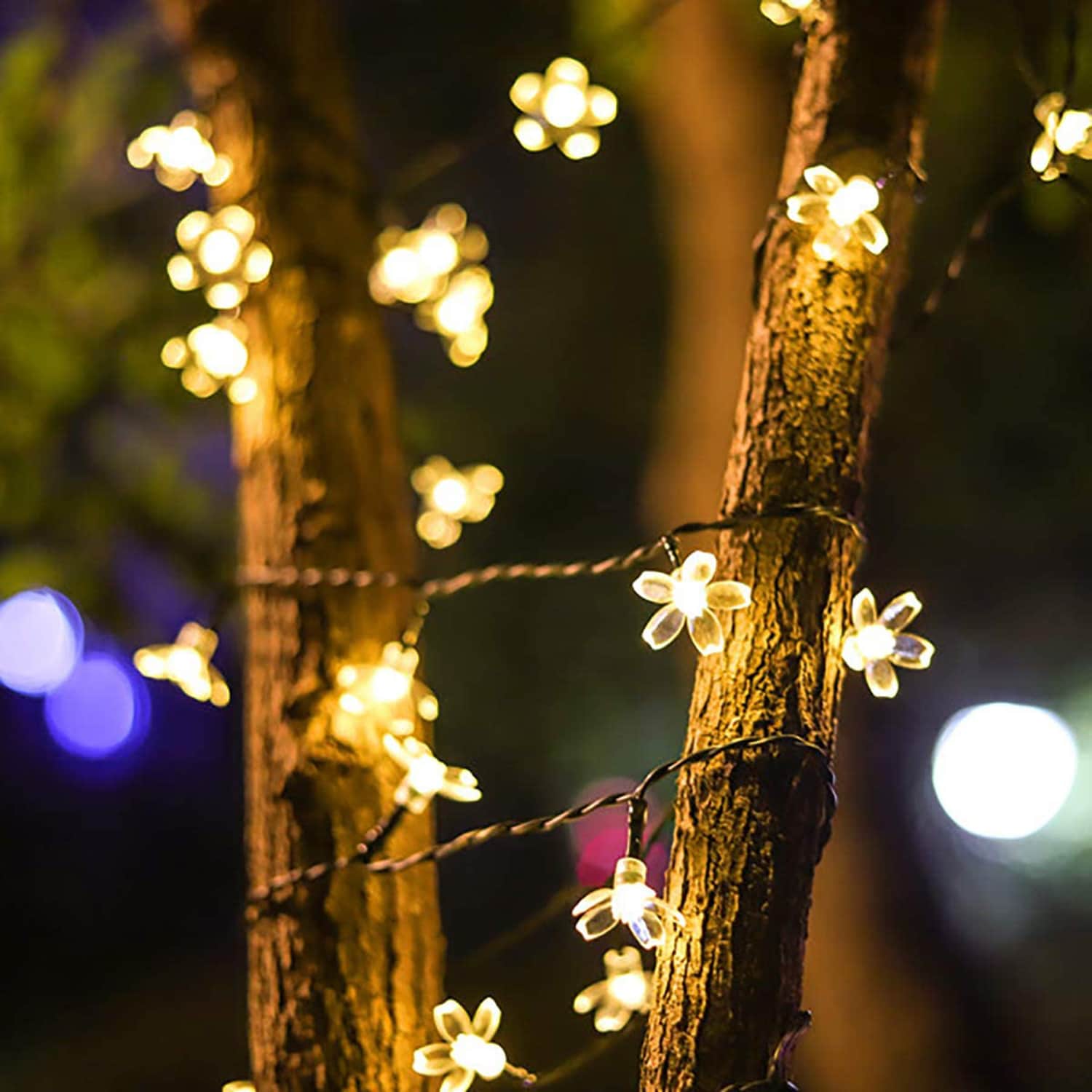 Details about   50LED Blossom Flower Solar Fairy String Lights Outdoor Garden Wedding Party Xmas 