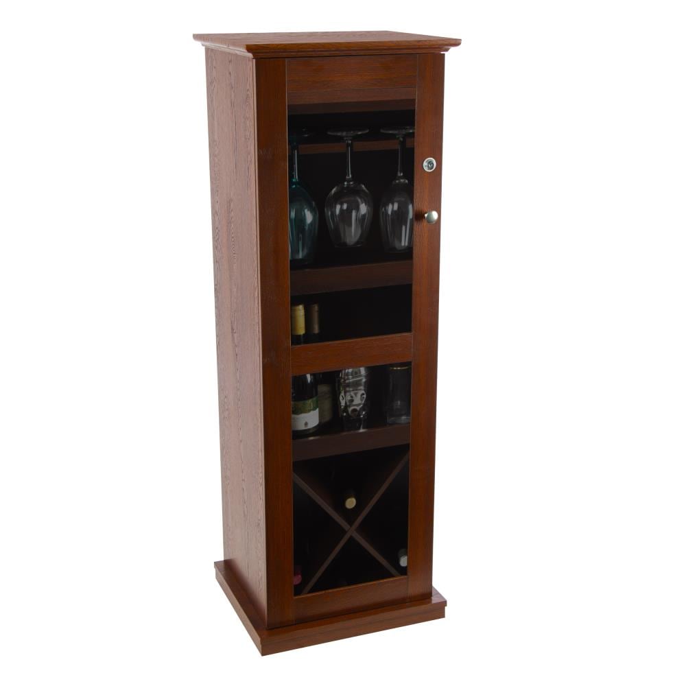 Espresso Wood Bar Wine Rack Liquor Cabinet with 24 Bottle Holder and Glass Storage