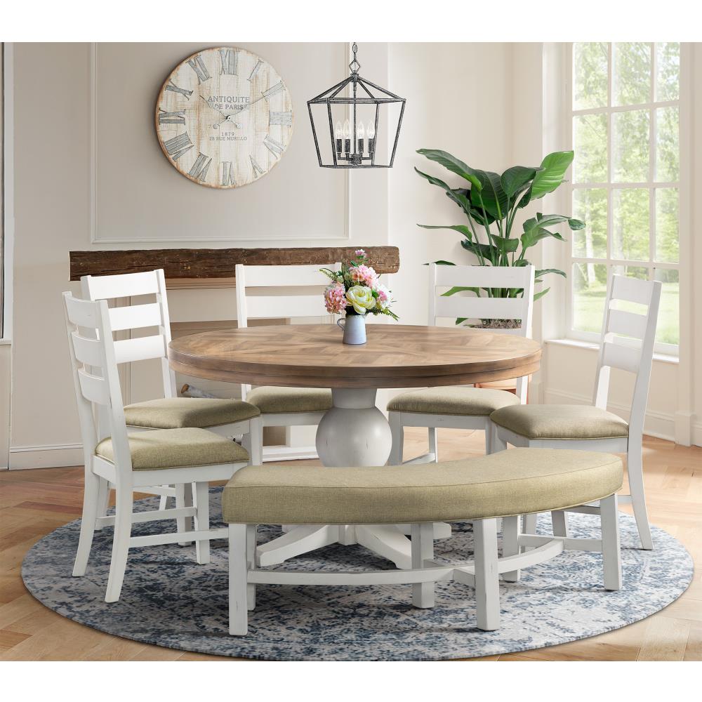 Upbringing Answer the phone mouse Picket House Furnishings Barrett Natural/White Transitional Dining Room Set  with Round Table (Seats 6) in the Dining Room Sets department at Lowes.com