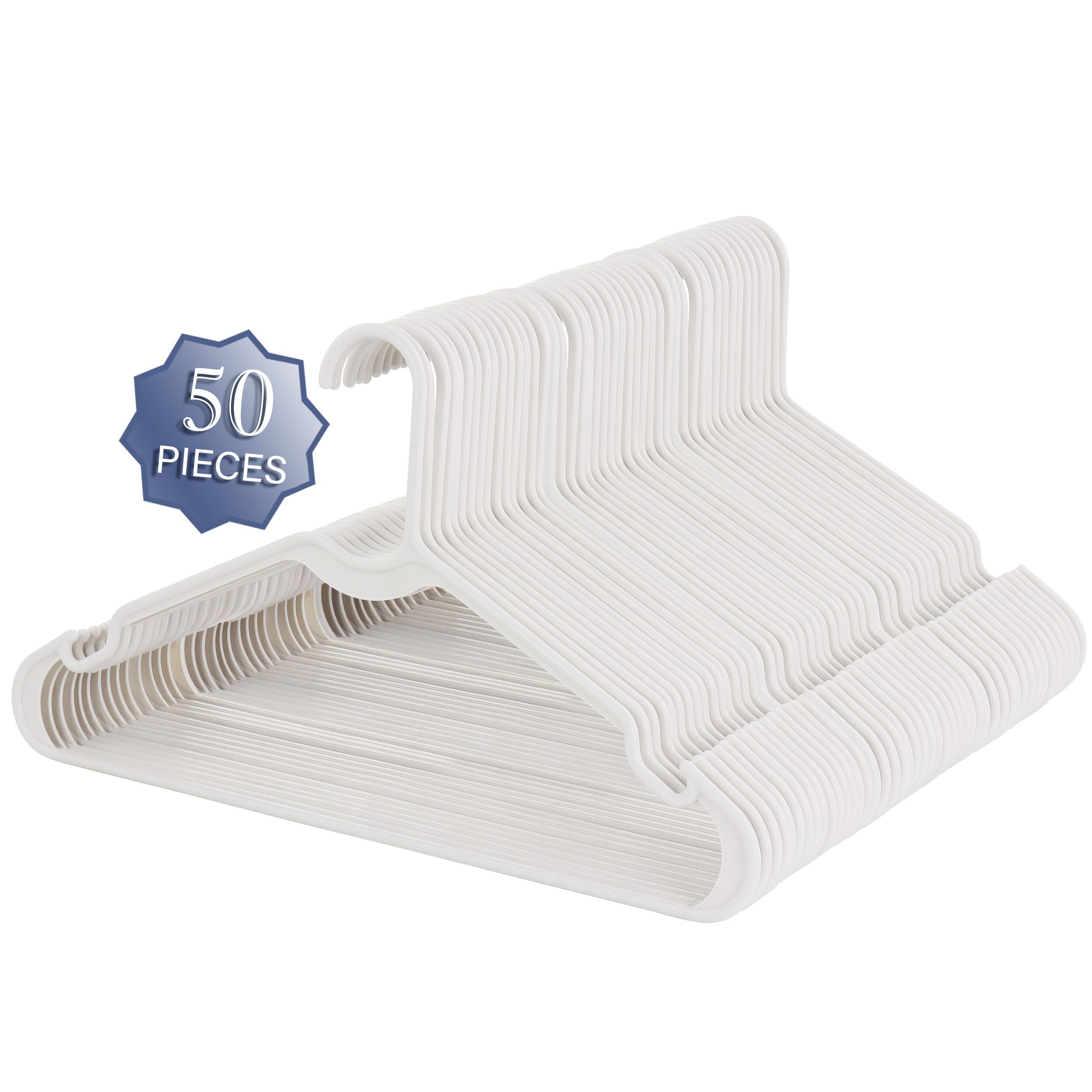 White Standard Plastic Hangers Made in The USA Notched Notched White, 60 Pack Set of 60 Durable and Slim