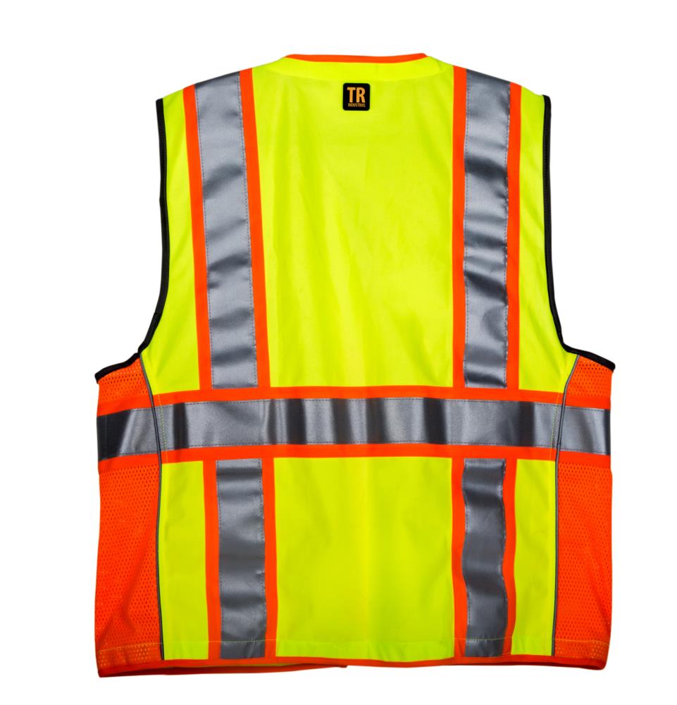 TR Industrial TR88050 ANSI Compliant Safety Vest with Pockets and Zipper,...