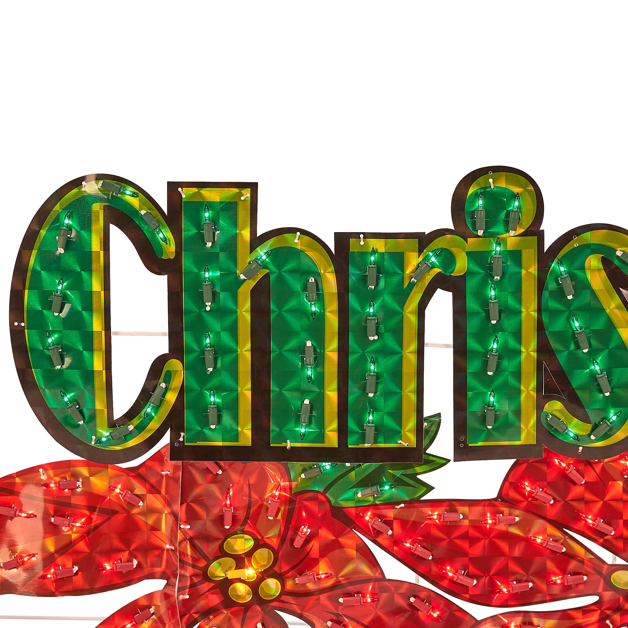 Holographic Colorful Red & Green 44" MERRY CHRISTMAS Outdoor Sign Holiday Yard 