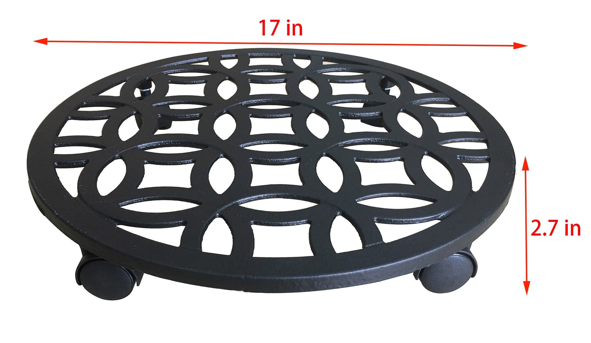 Plant Pot Caddy Stand Round Metal Planter Mover Trolley Tray 10cm High 