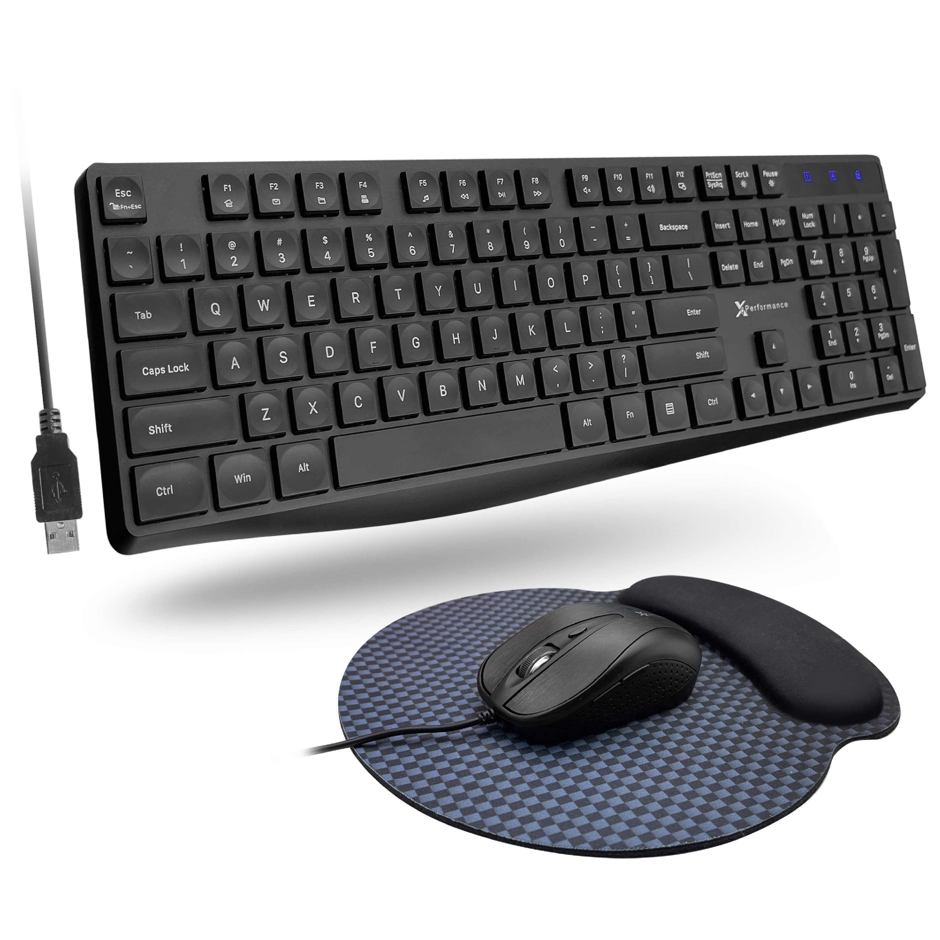 Black Designed for Windows PC with USB Port Macally USB Wireless Keyboard and Mouse Combo 2.4Ghz Full Size Cordless Keyboard and DPI Optical Mouse Simple Plug & Play Mouse and Keyboard Combo - 