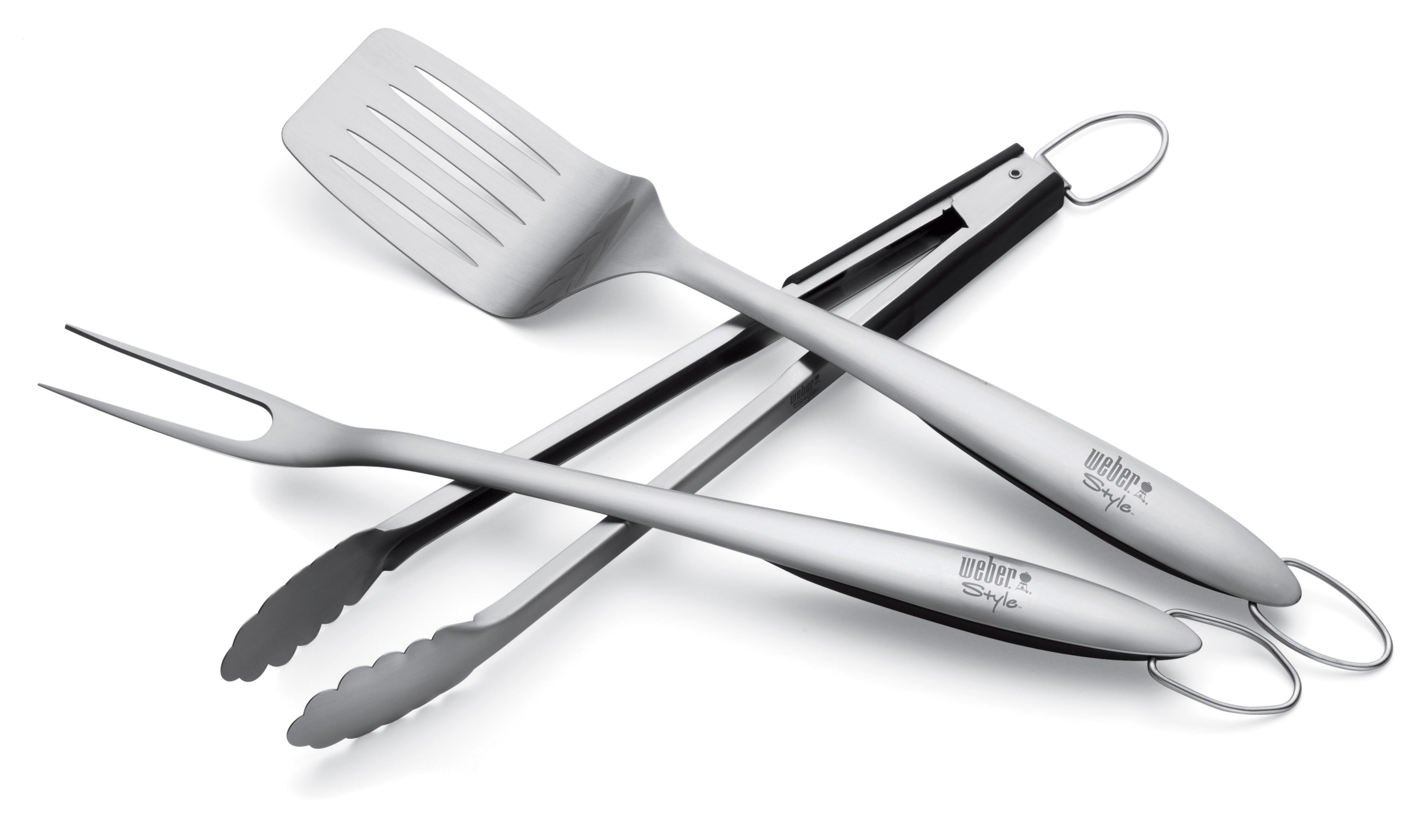 3-Piece Stainless Steel Grill Tool Set Silver Details about   Weber 