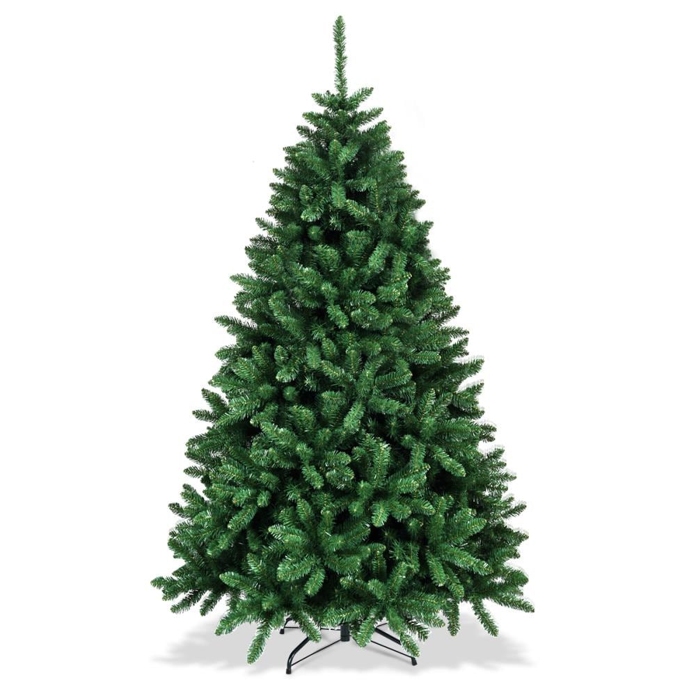 Unlit Pine Tree W/ 968 Tips Pine Needles & Metal Stand Hinged Snowy Xmas Tree for Indoor Festive Holiday Decoration 66 Berry Clusters Goplus 6ft Artificial Christmas Tree
