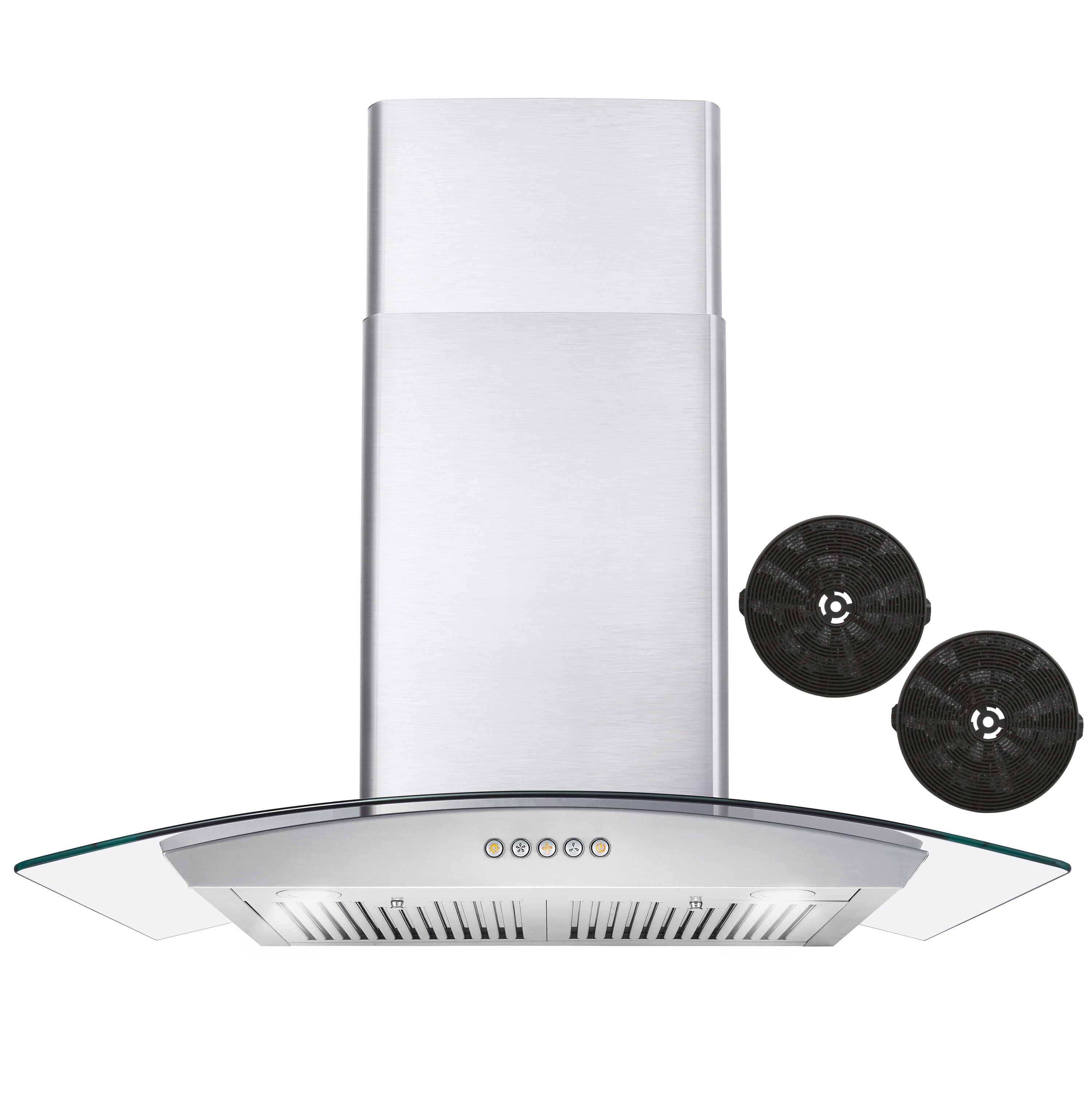 New 30" Wall Mount LED Display Touch Vent Ductless/Ducted Range Steel Hood 