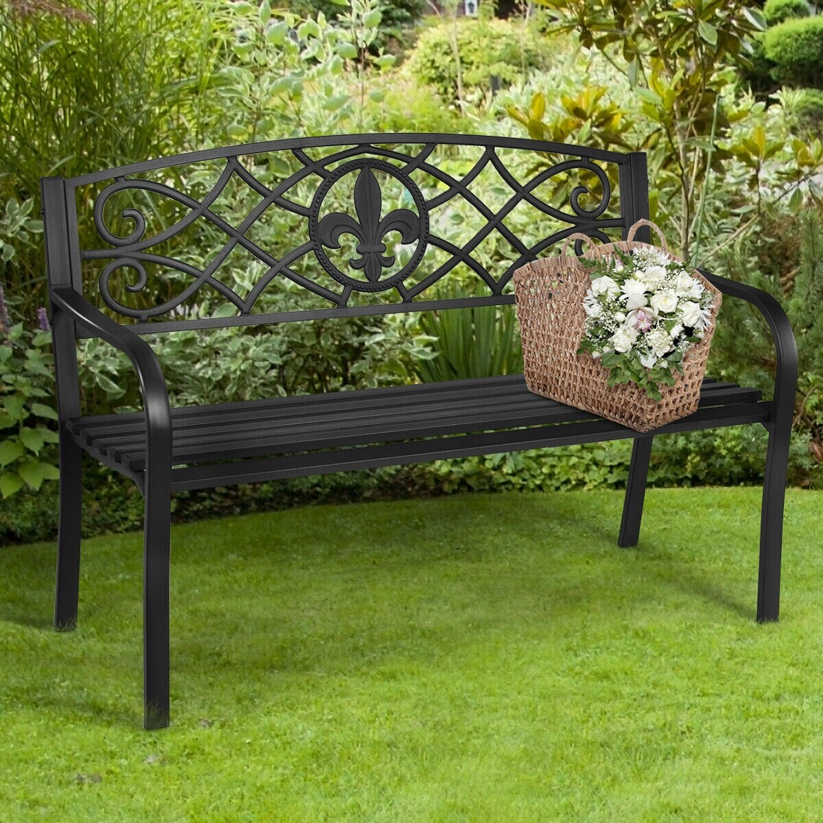 Heavy Duty Outdoor Patio Garden Steel Flower Pot Park Bench Lawn Chair Love Seat 